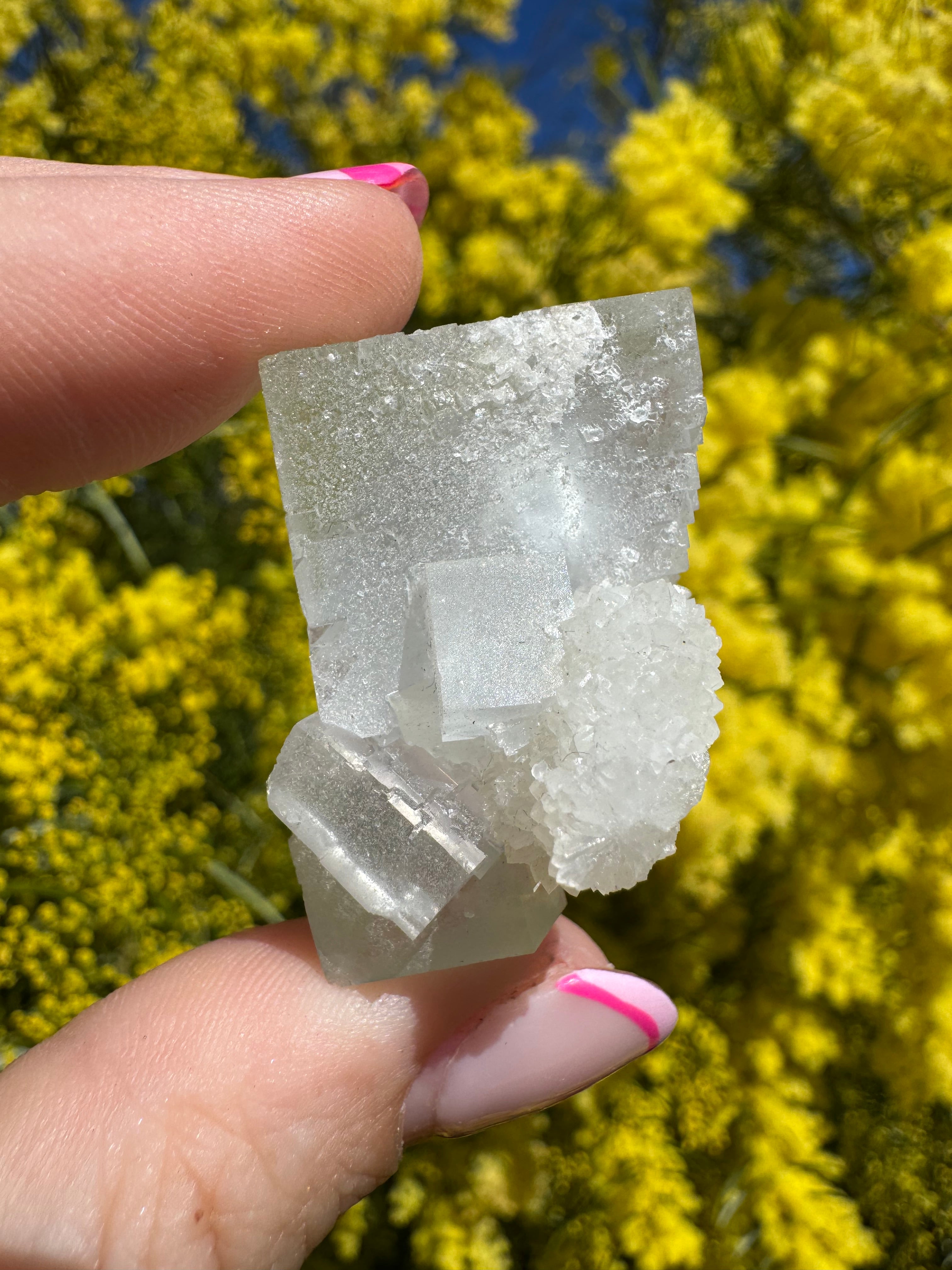 Iridescent Fluorite with Quartz Specimen
