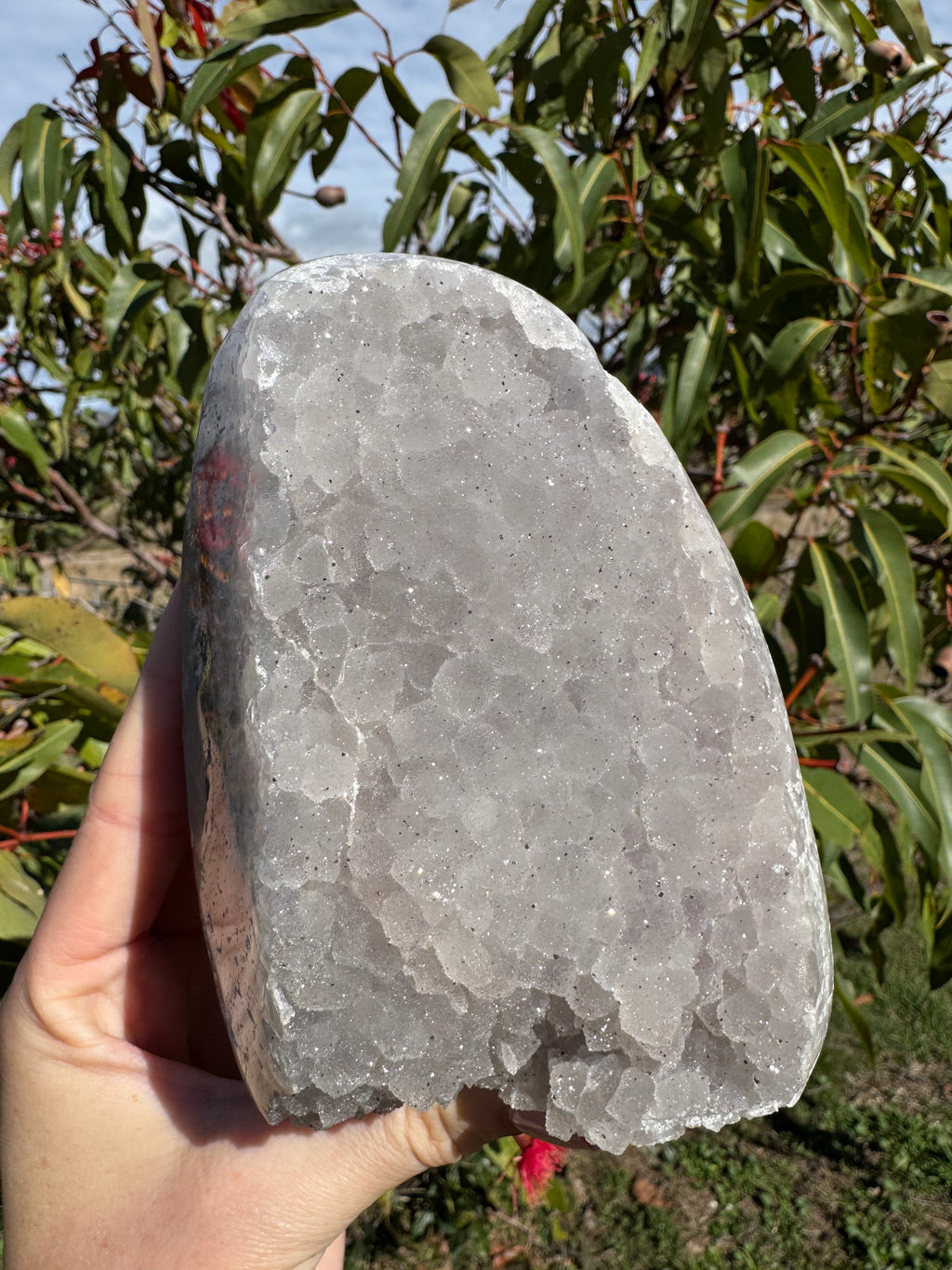 High Quality Rainbow Sugar-Coated Amethyst Cut-Base Cluster