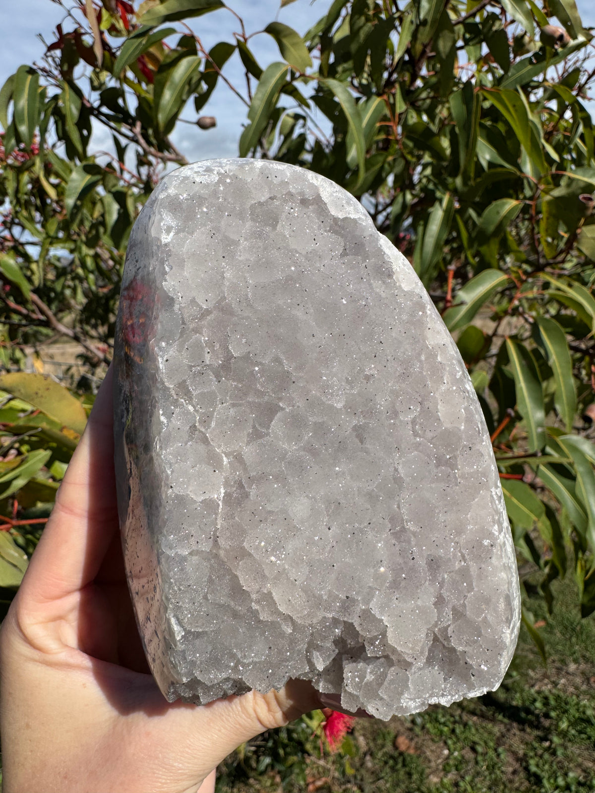 High Quality Rainbow Sugar-Coated Amethyst Cut-Base Cluster