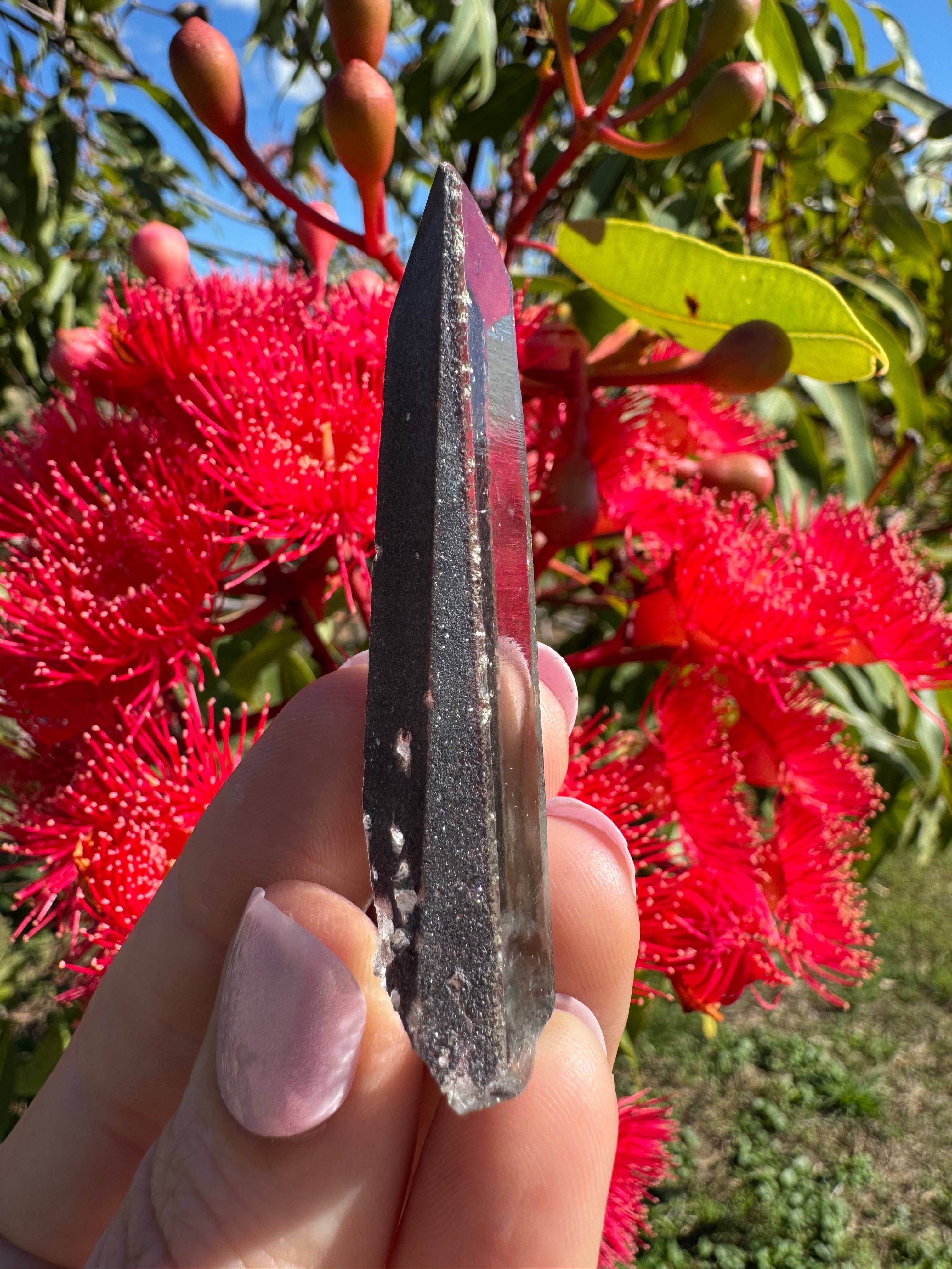 Hematite Coated Quartz Point