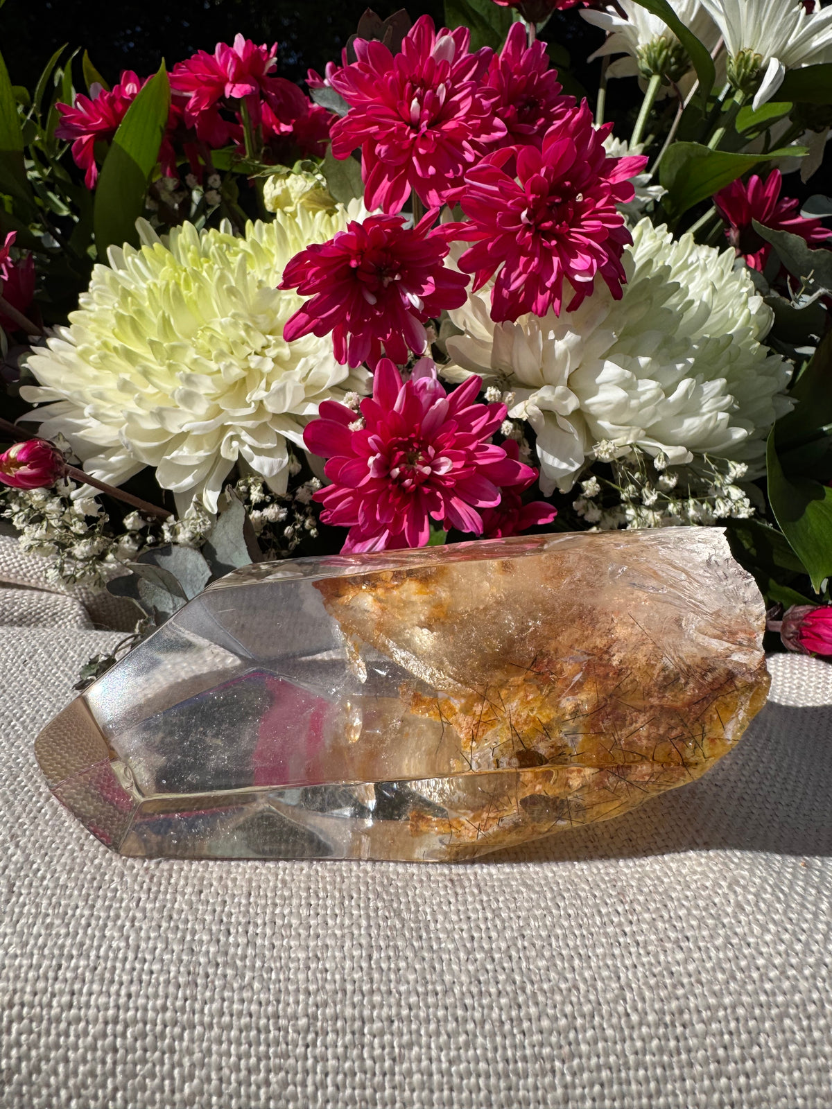 Garden Quartz With Rutile Inclusions Freeform - High Quality