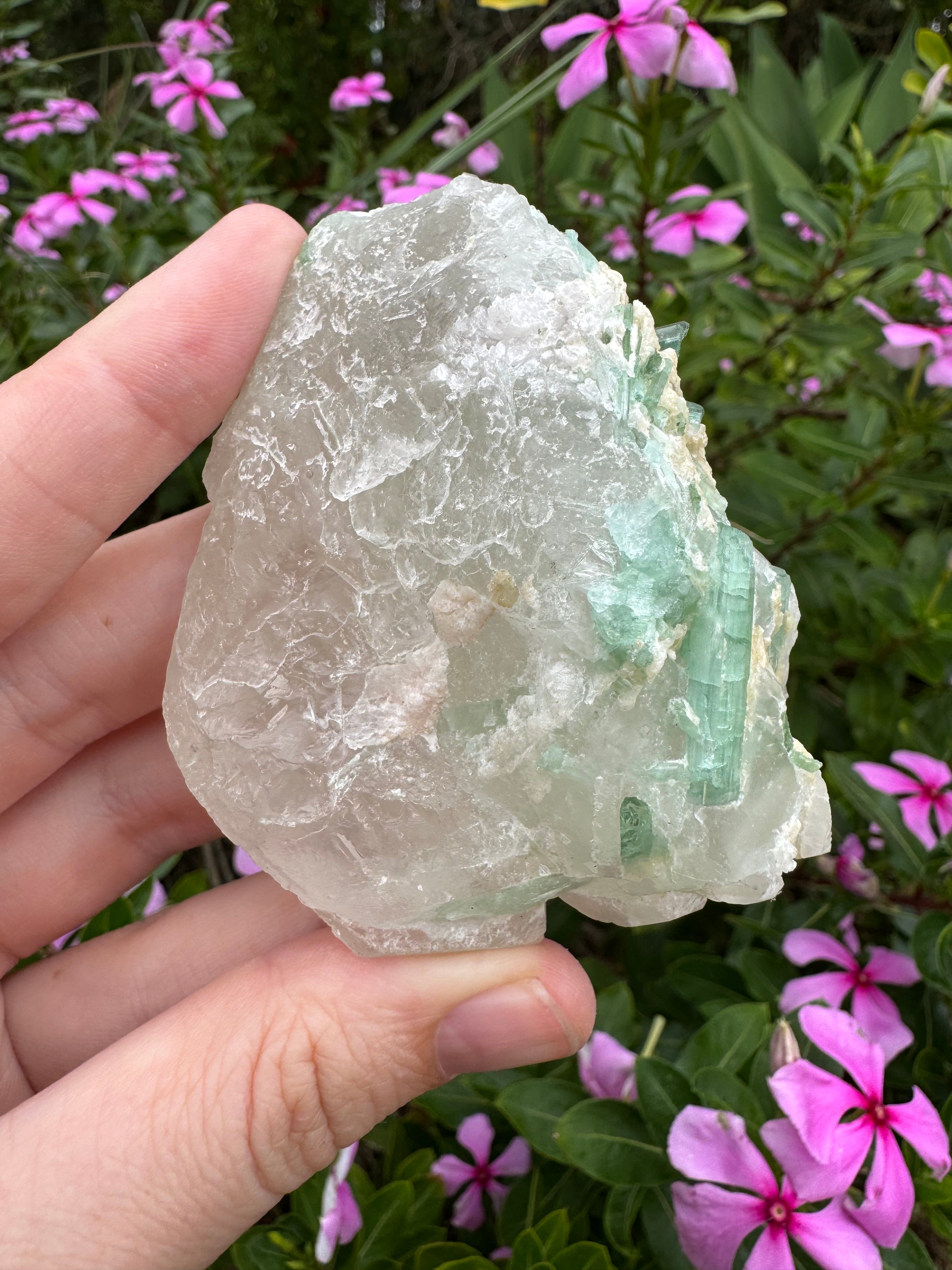Green Tourmaline in Quartz Specimen