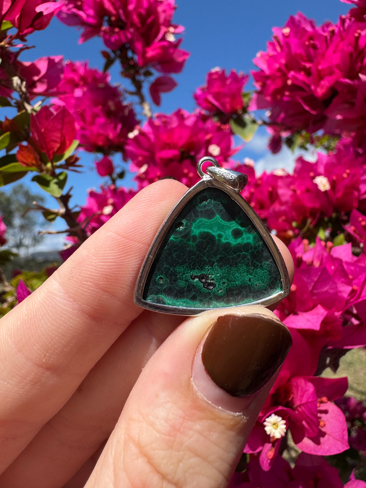 Sterling Silver Pendant - Malachite