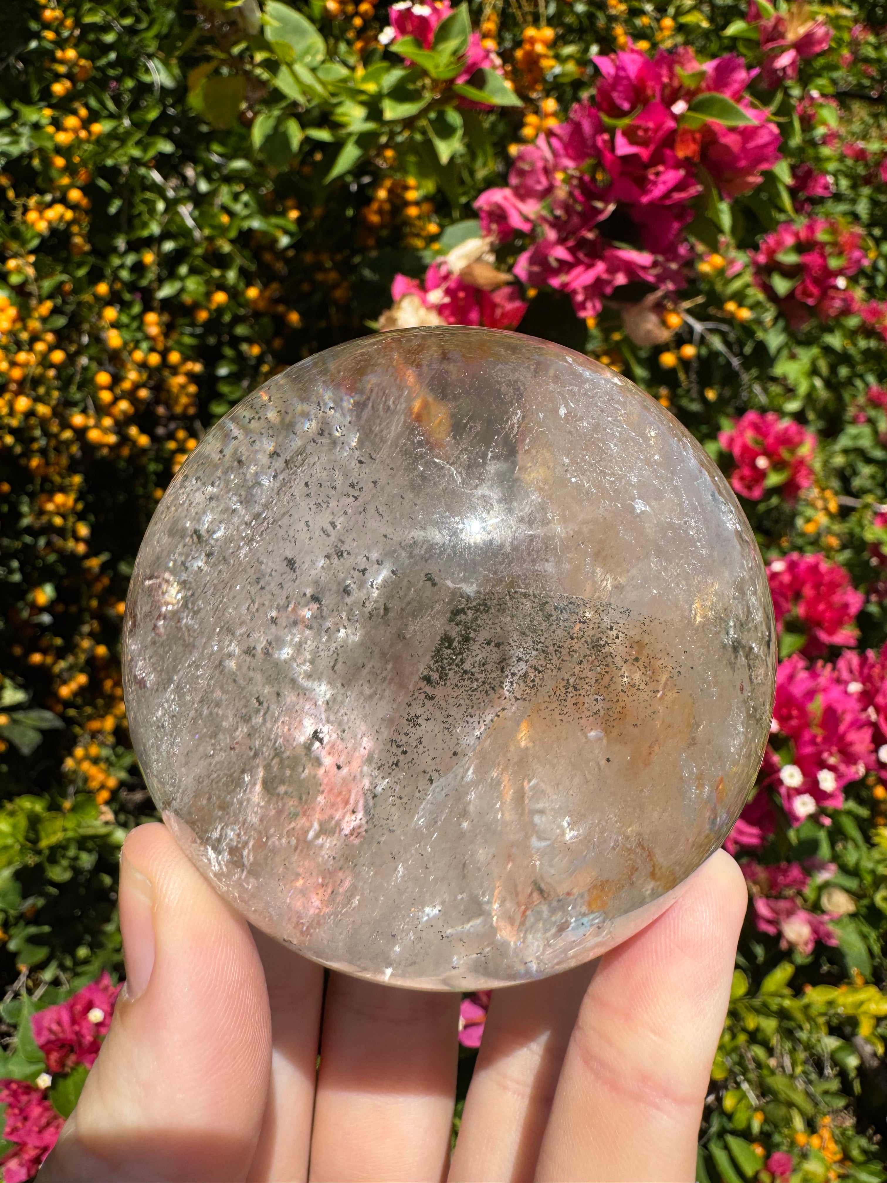 Enhydro Included Quartz Sphere - Moving + Stationary Bubbles
