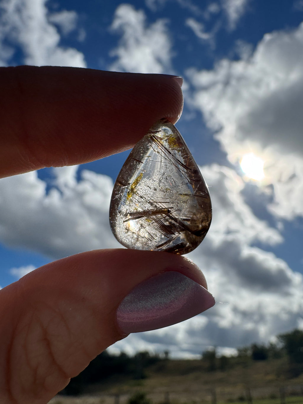 Golden Rutile In Quartz Cabachon
