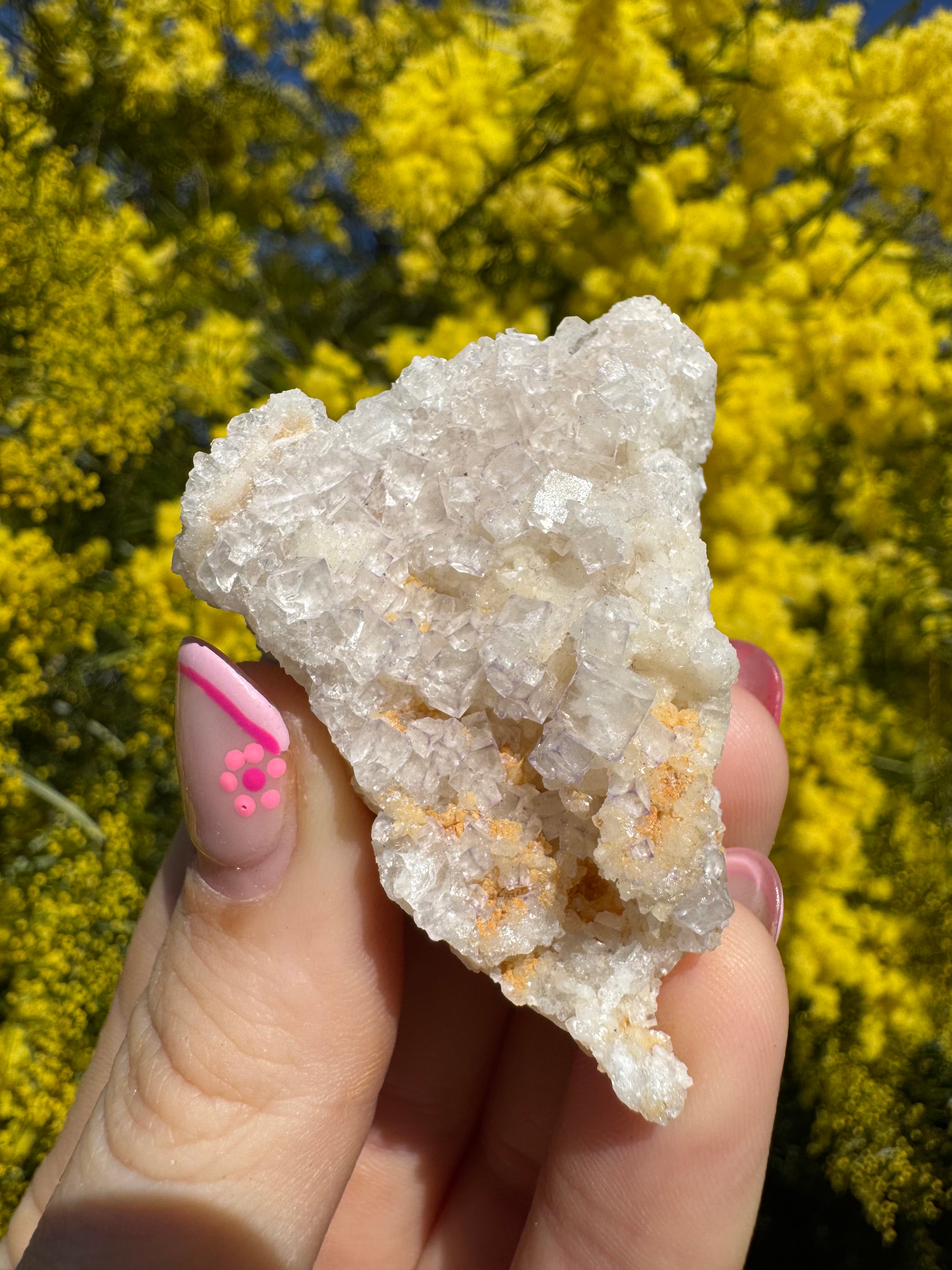 Purple-Zoned Cubic Fluorite on Quartz Specimen