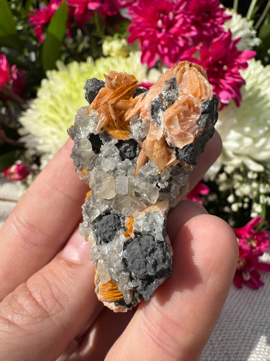 Calcite With Barite and Galena Specimen