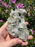 Epidote and Prehnite on Garden Quartz Cluster