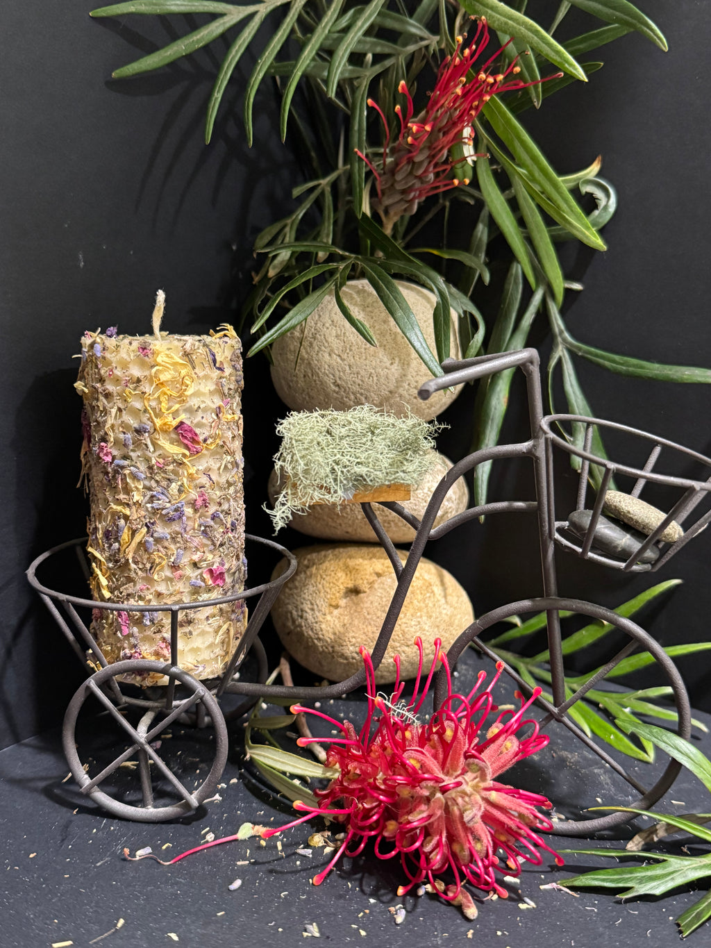 Handrolled Beeswax Intention Pillar Candle - Love