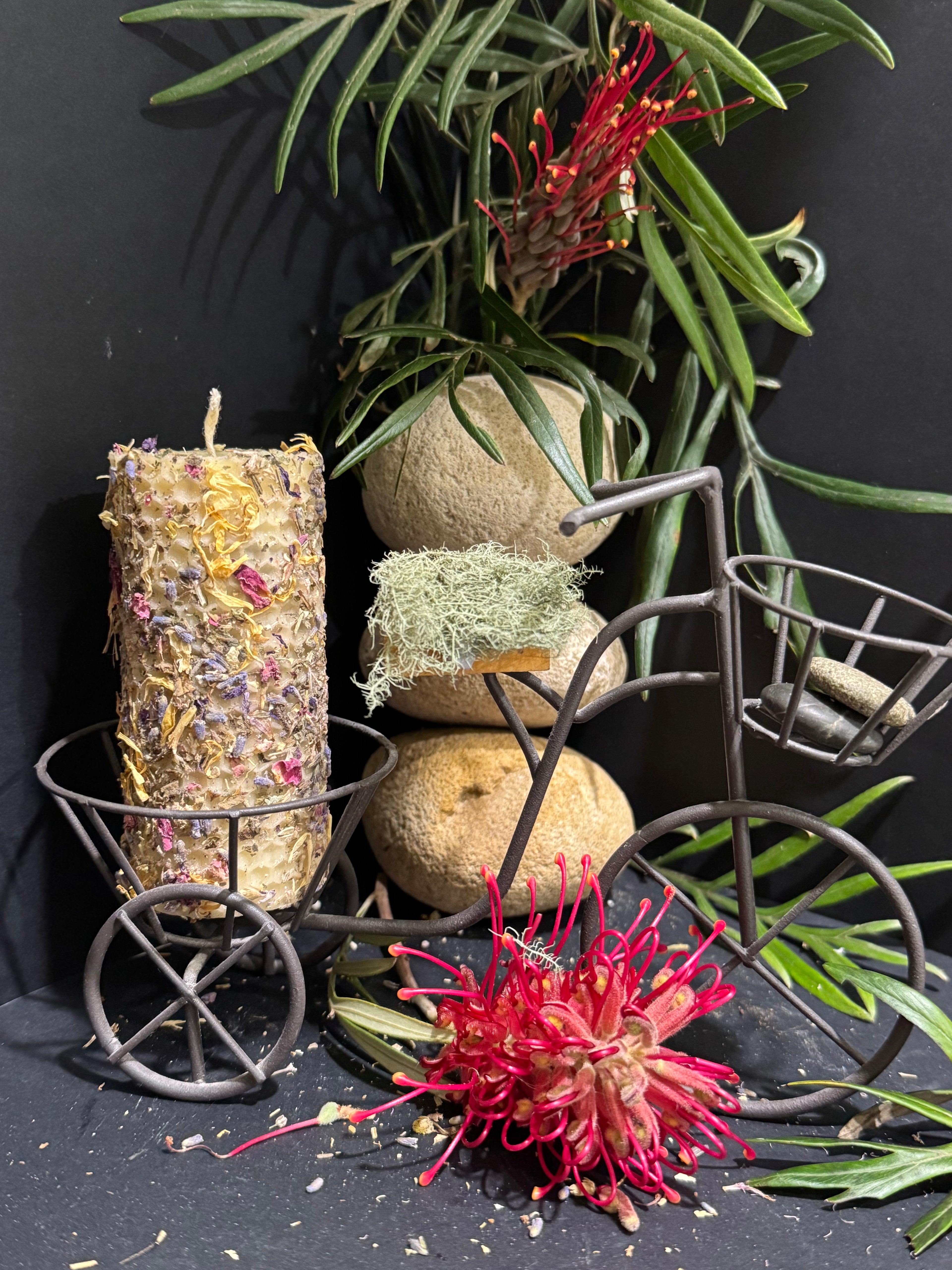 Handrolled Beeswax Intention Pillar Candle - Love