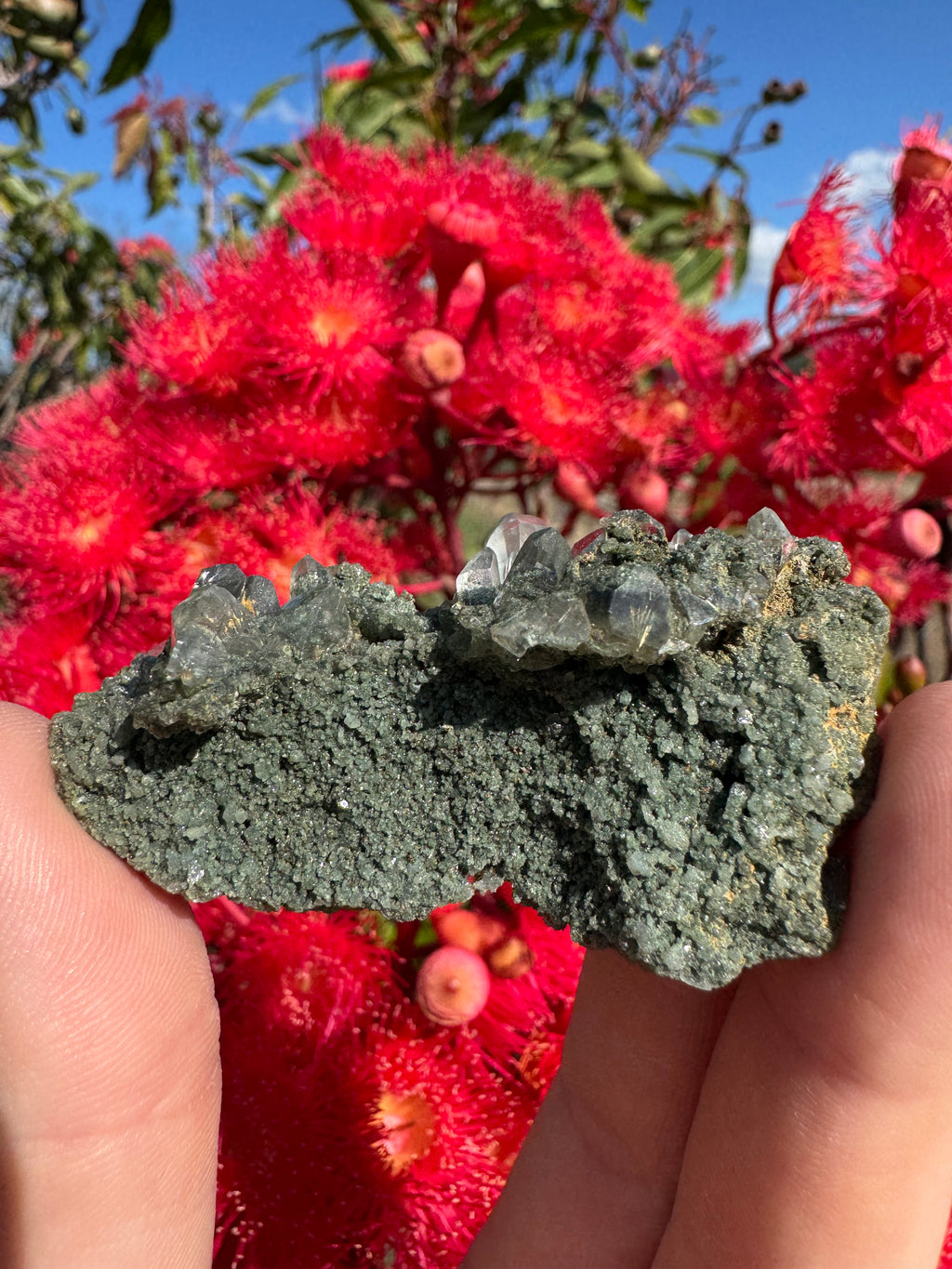Himalayan Quartz with Chlorite and Rutile Inclusions Cluster