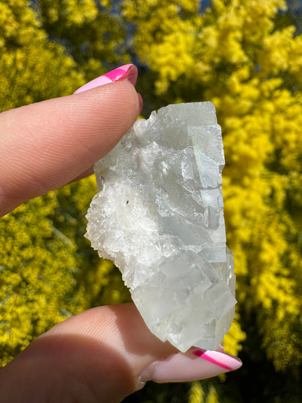 Iridescent Fluorite with Quartz Specimen