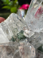 Himalayan Pink Lithium Quartz with Chlorite Inclusions Cluster