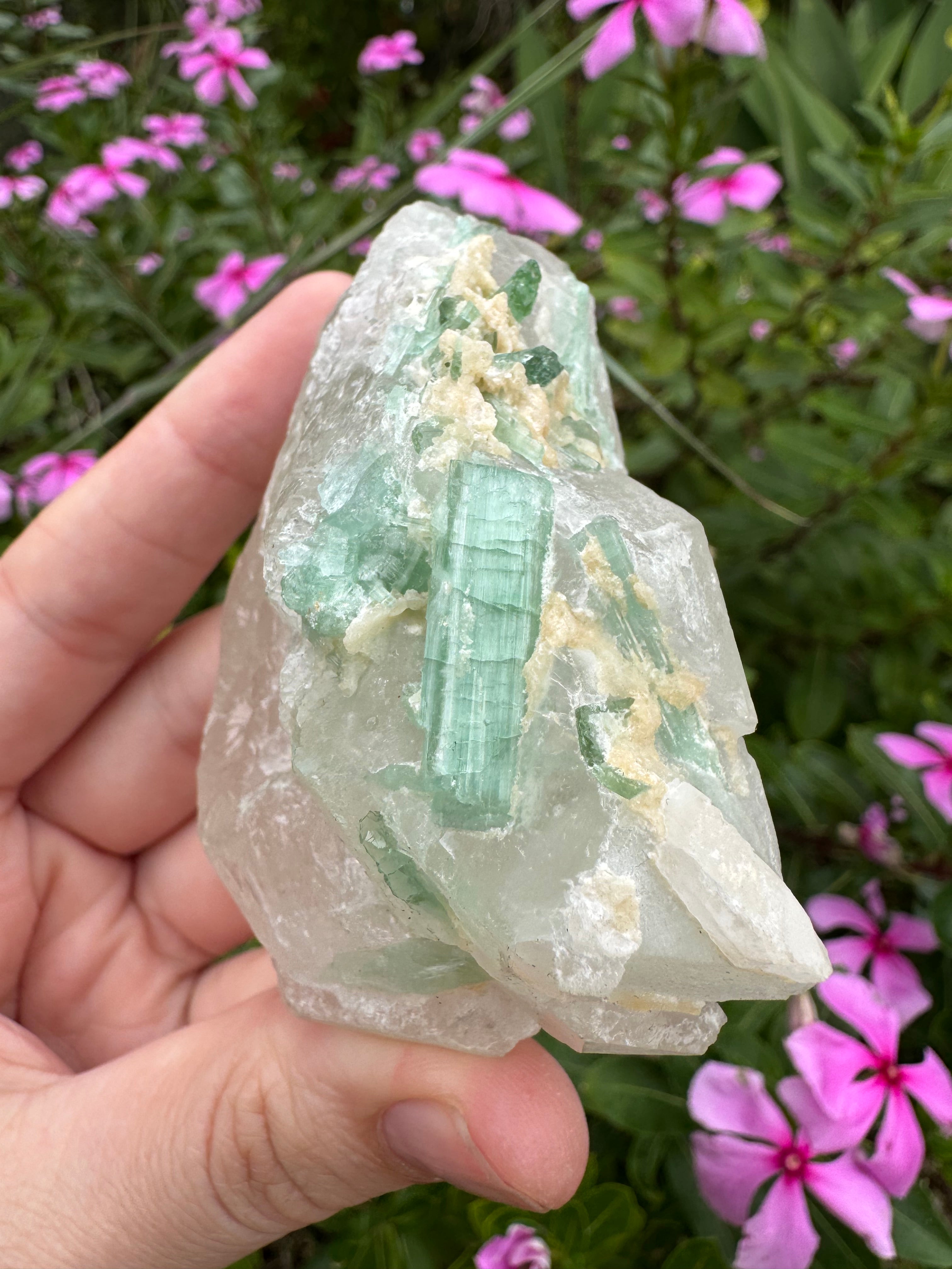 Green Tourmaline in Quartz Specimen