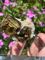 Iridescent Pyrite With Stilbite Cluster - A Grade
