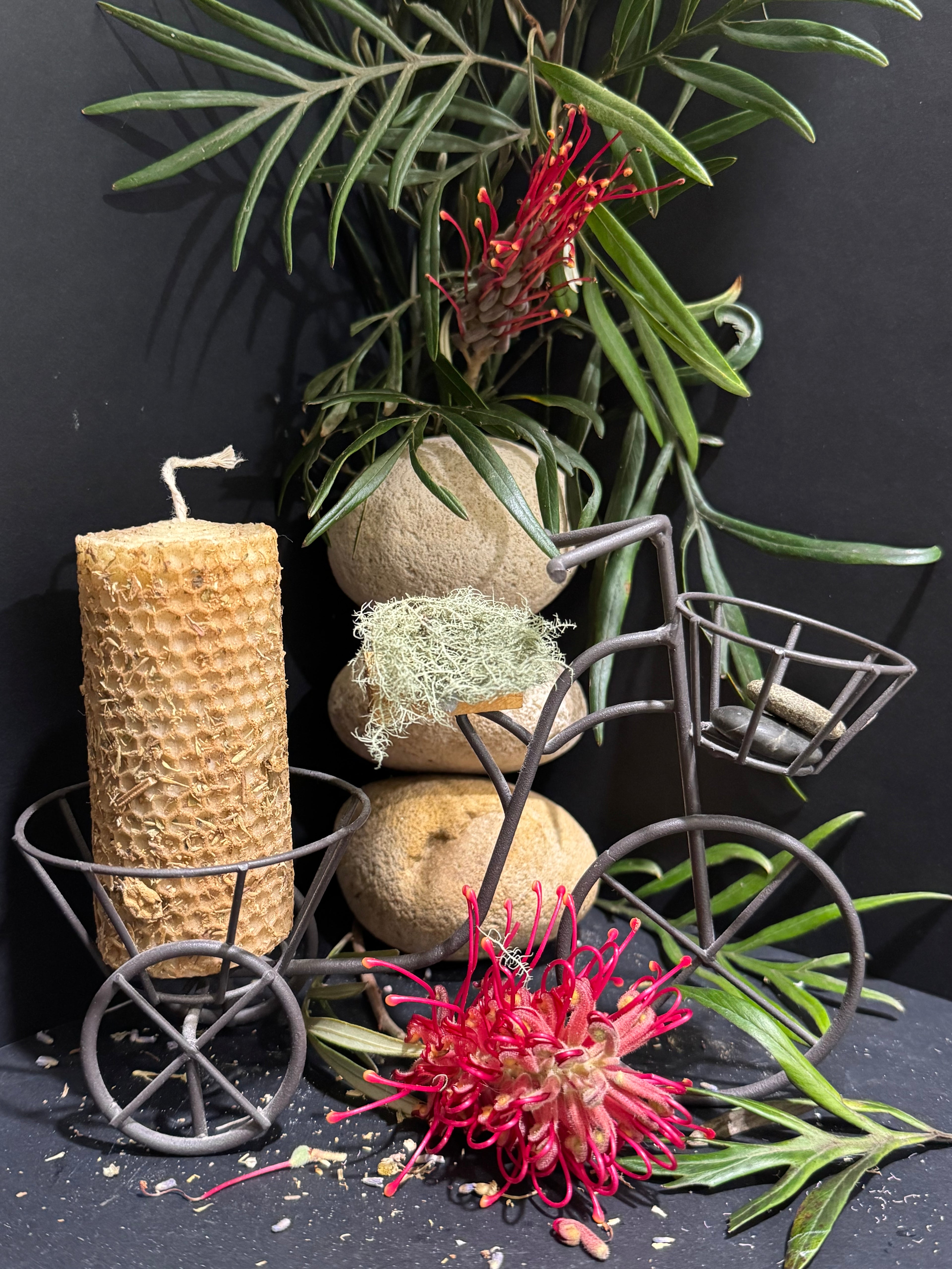Handrolled Beeswax Intention Pillar Candle - Prosperity