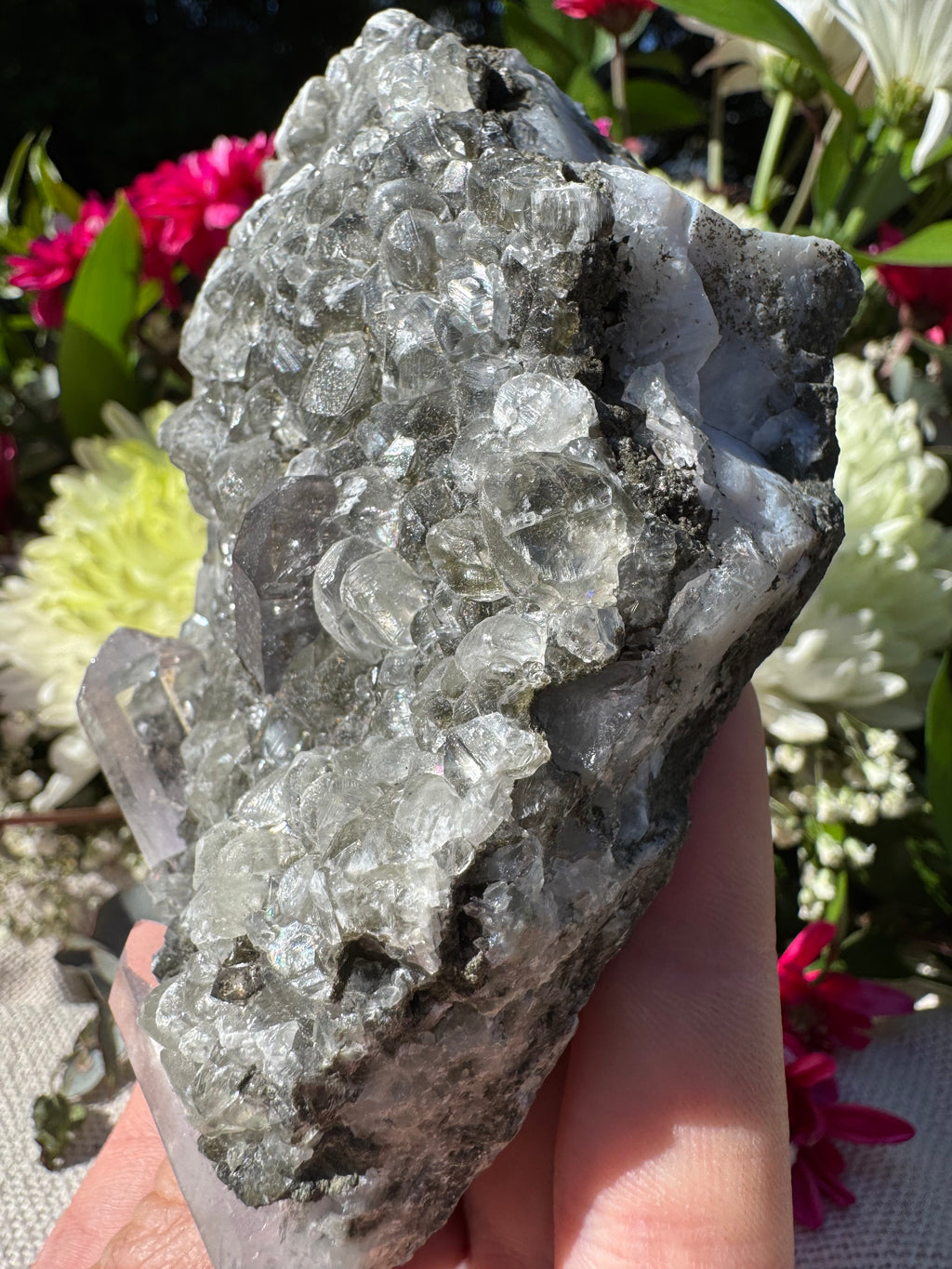 Amethyst Points With Botryoidal Green Fluorite Specimen - Brandberg