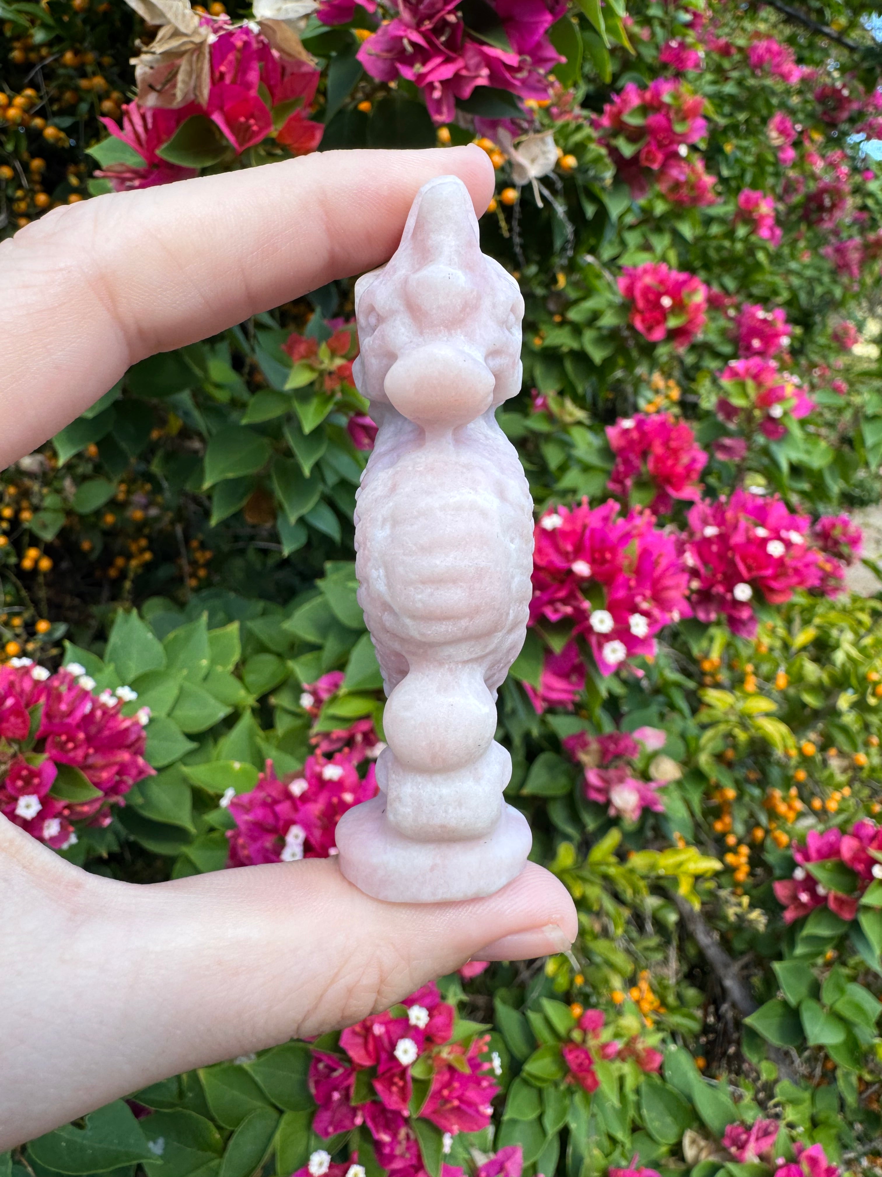 Pink Opal Seahorse Carving