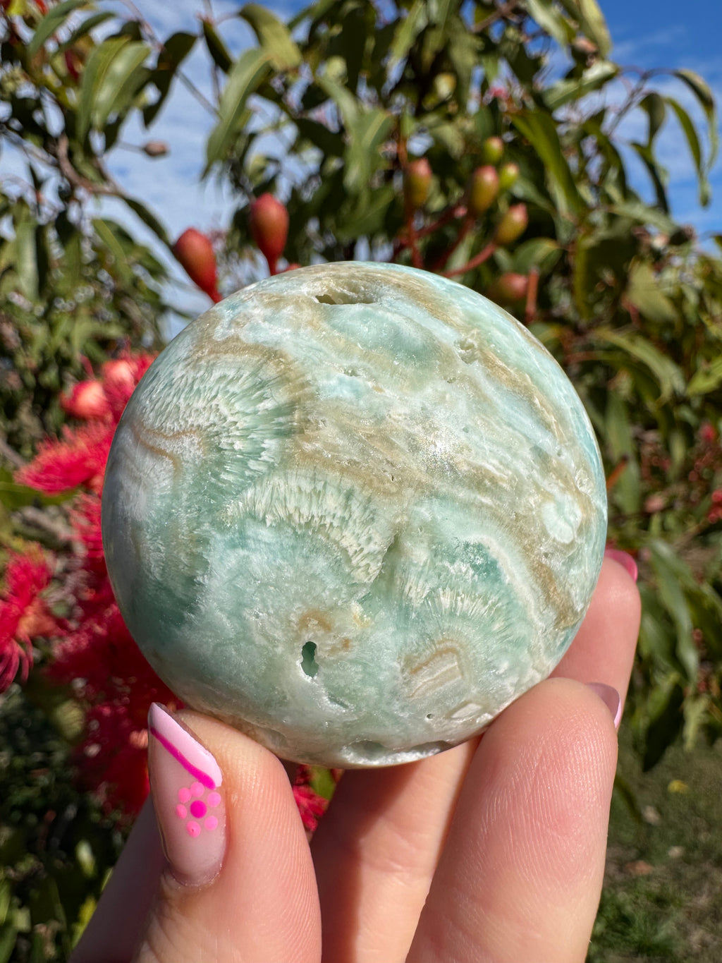 Blue Aragonite Sphere