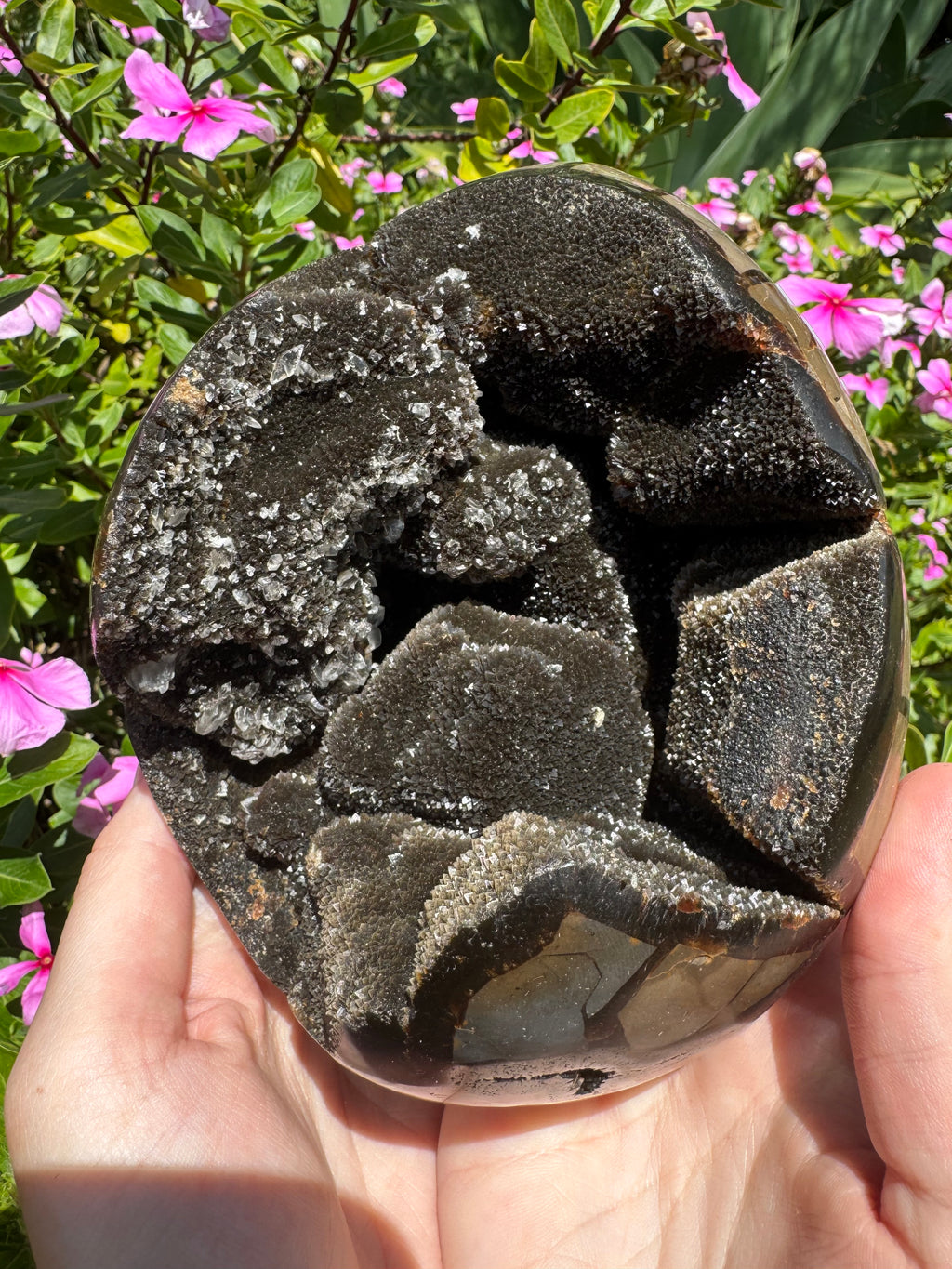Septarian Druzy Egg with Calcite Inclusions - 2.446kg