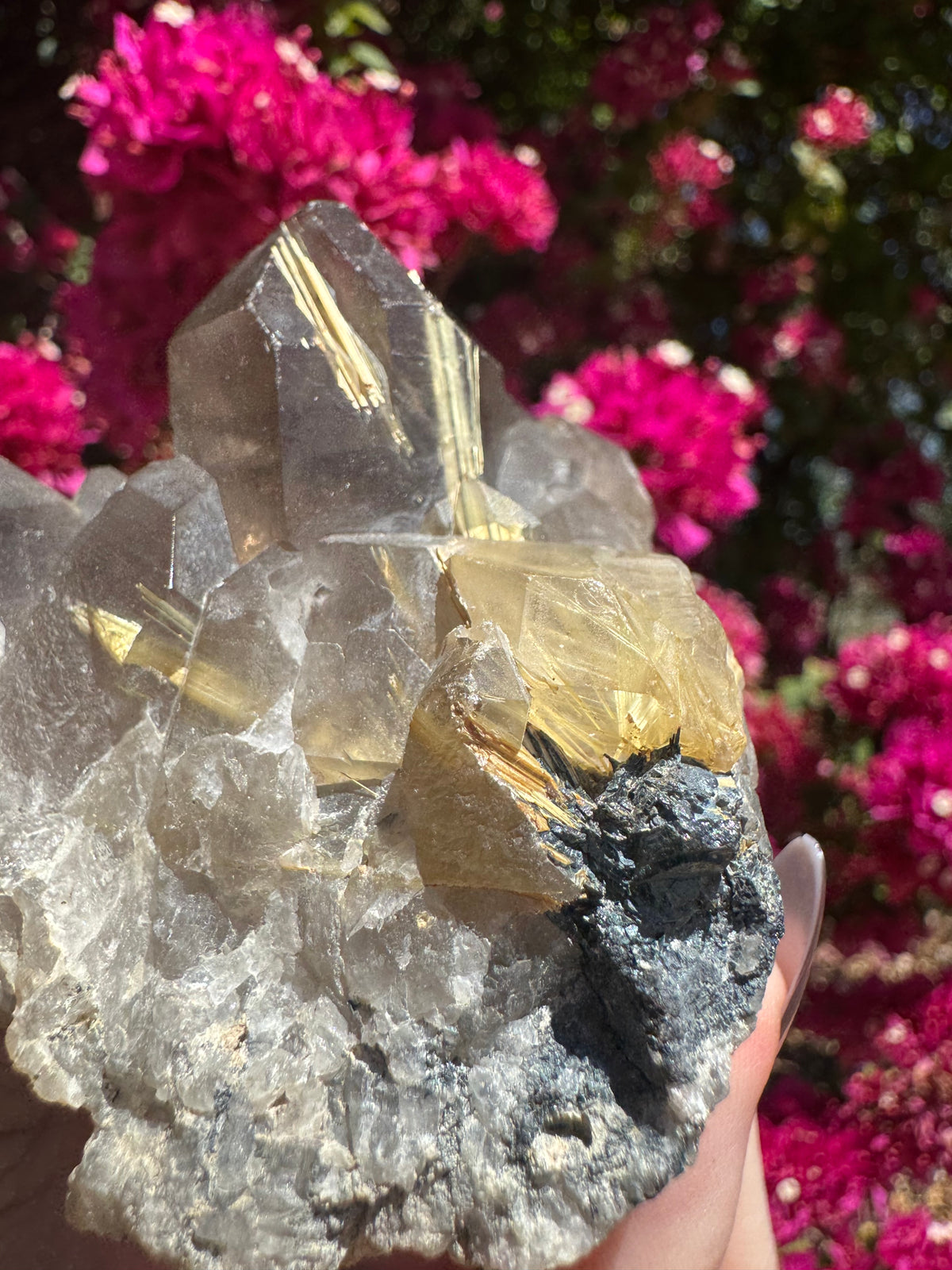 Smoky Quartz With Rutile Star Cluster