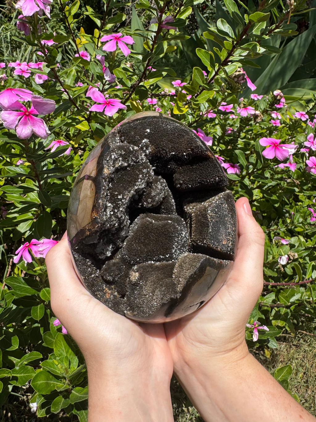 Septarian Druzy Egg with Calcite Inclusions - 2.446kg
