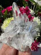 Himalayan Pink Lithium Quartz with Chlorite Inclusions Cluster