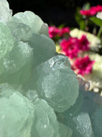 Quartz On Botryoidal Prehnite with Black Tourmaline Specimen