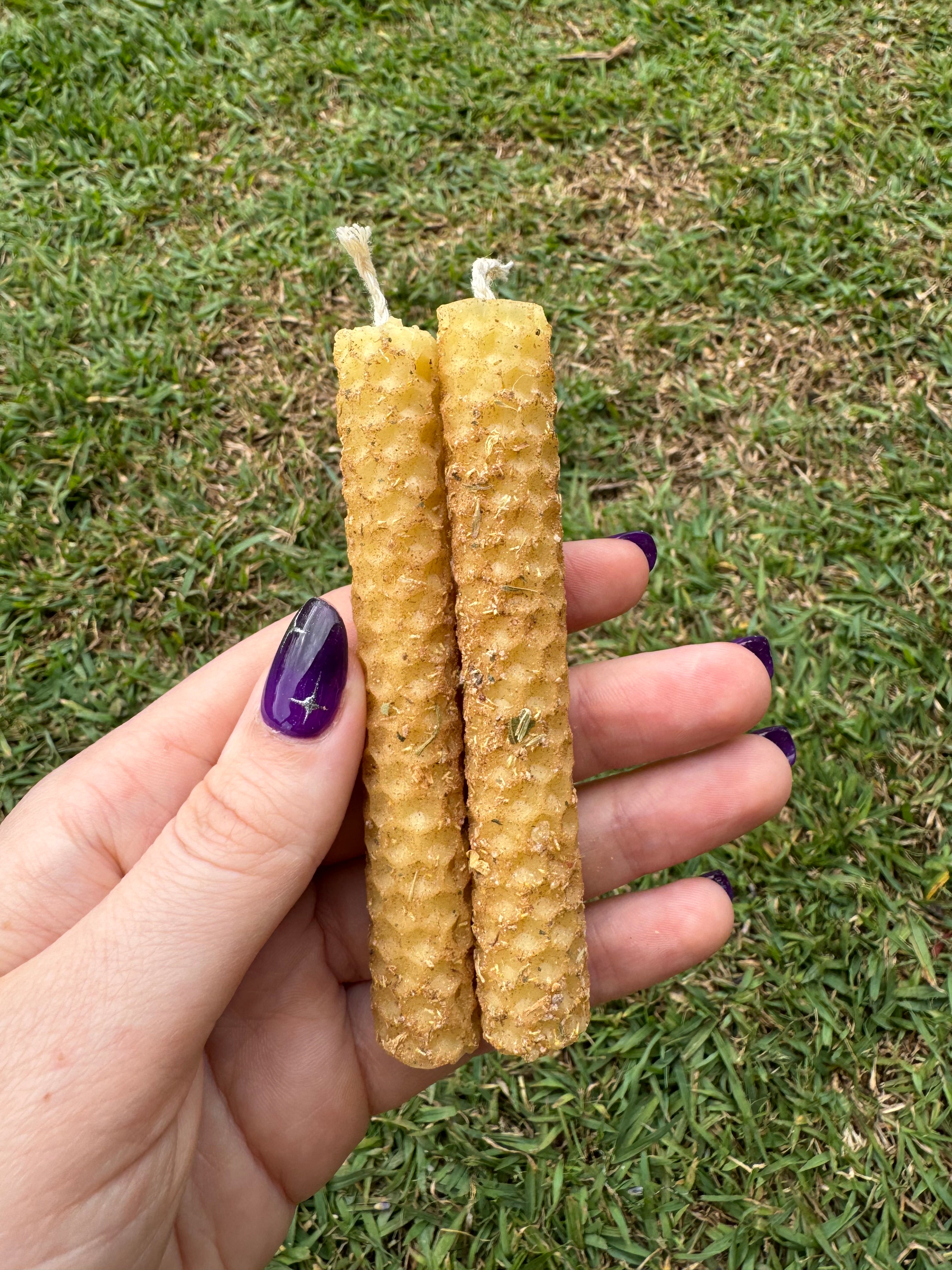 Handrolled Beeswax Intention Mini Candles - Prosperity