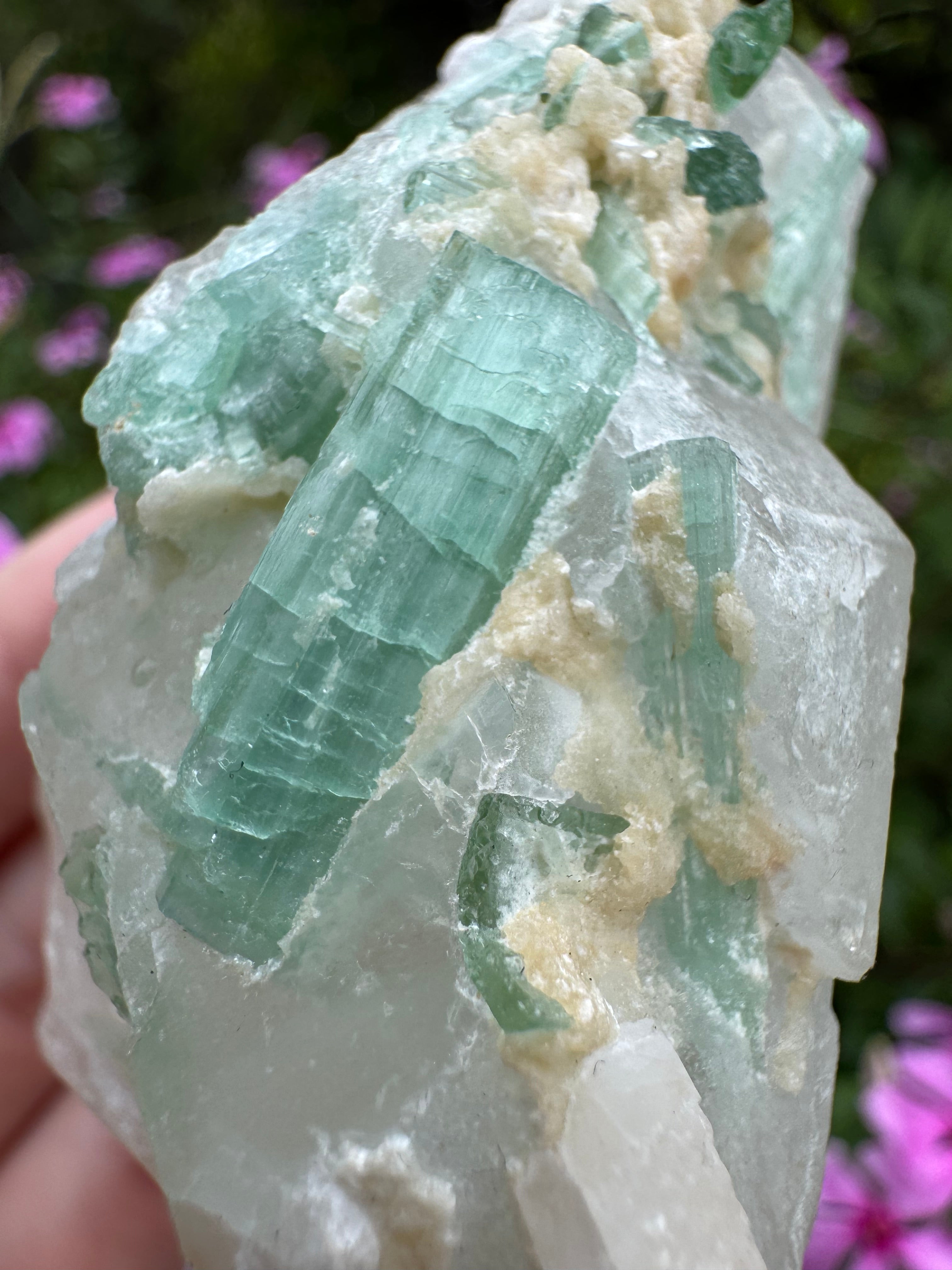 Green Tourmaline in Quartz Specimen