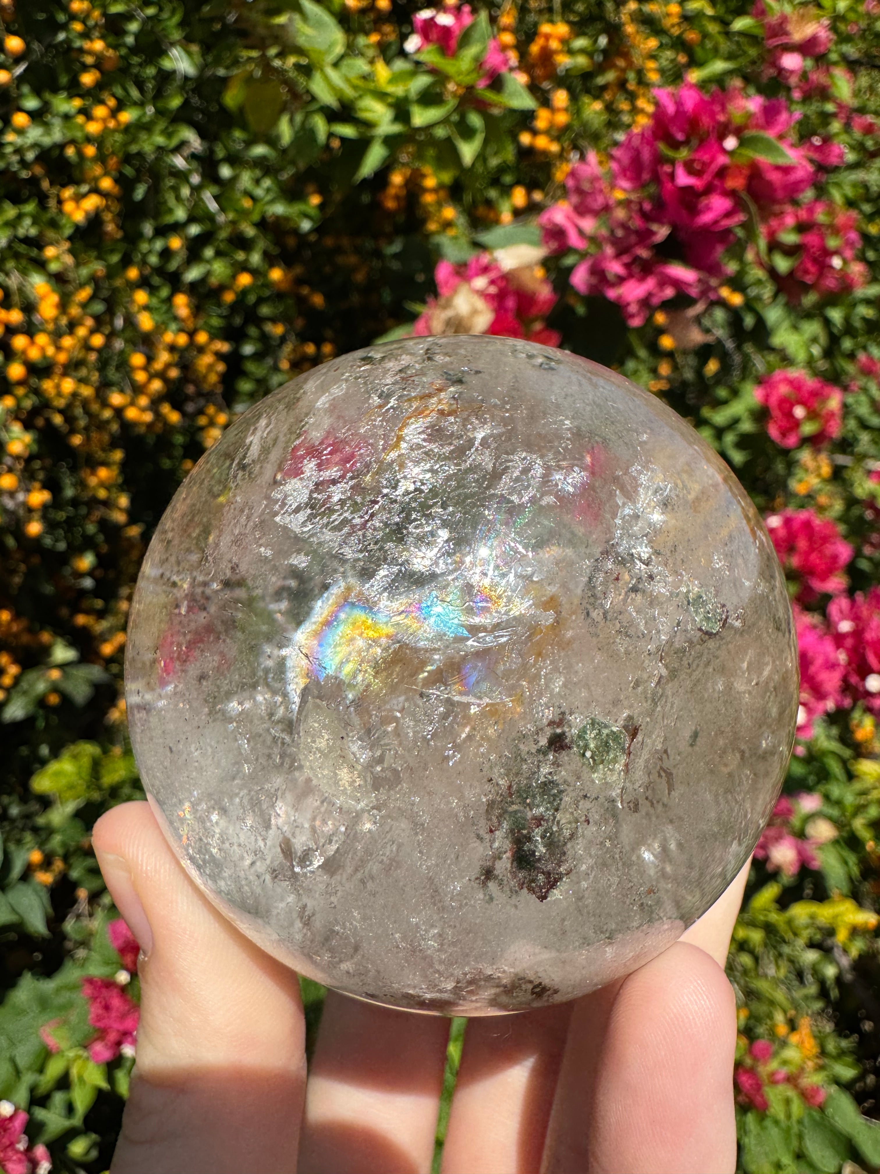 Enhydro Included Quartz Sphere - Moving + Stationary Bubbles