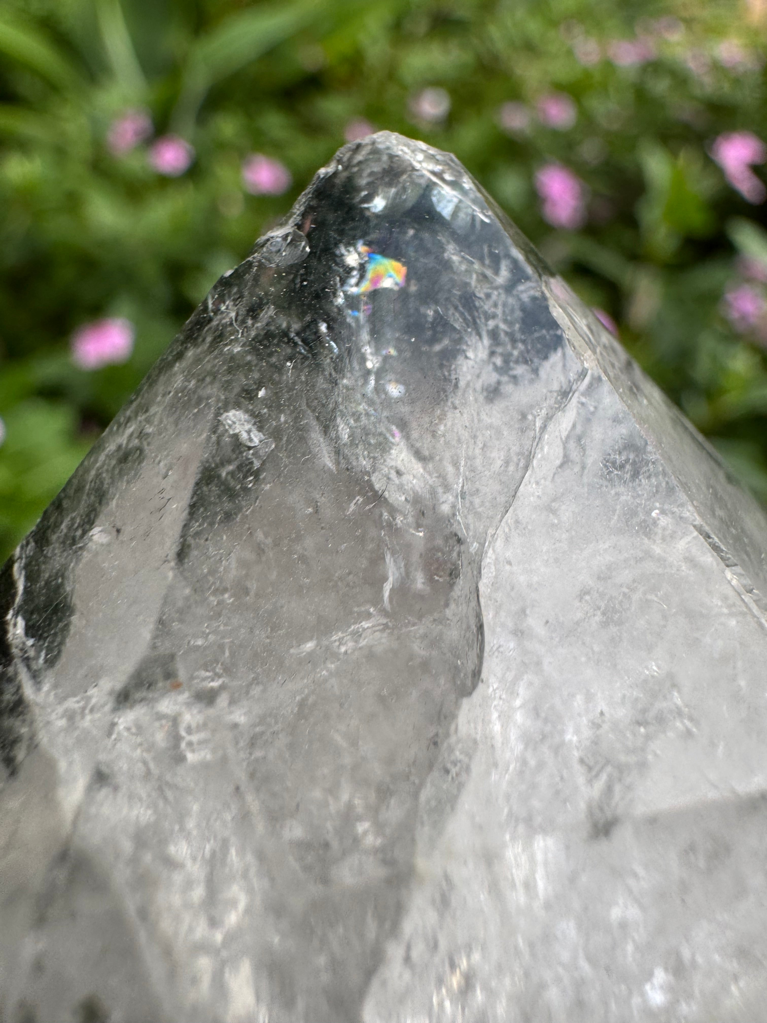 Silver Garden Quartz with Actinolite Inclusions Point