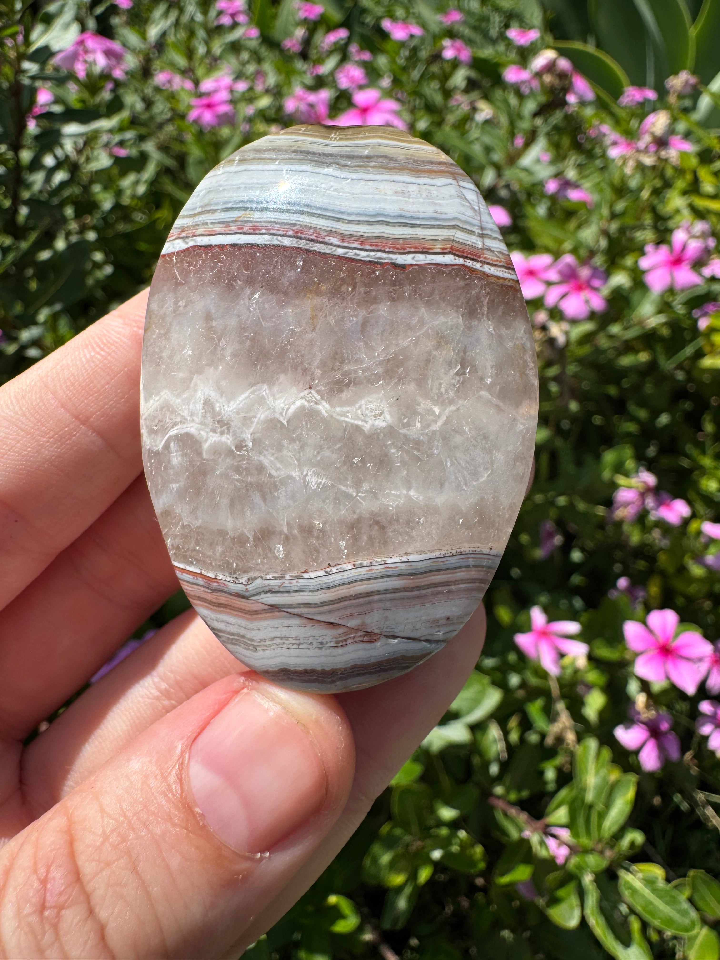 Mexican Agate And Amethyst Palm Stone