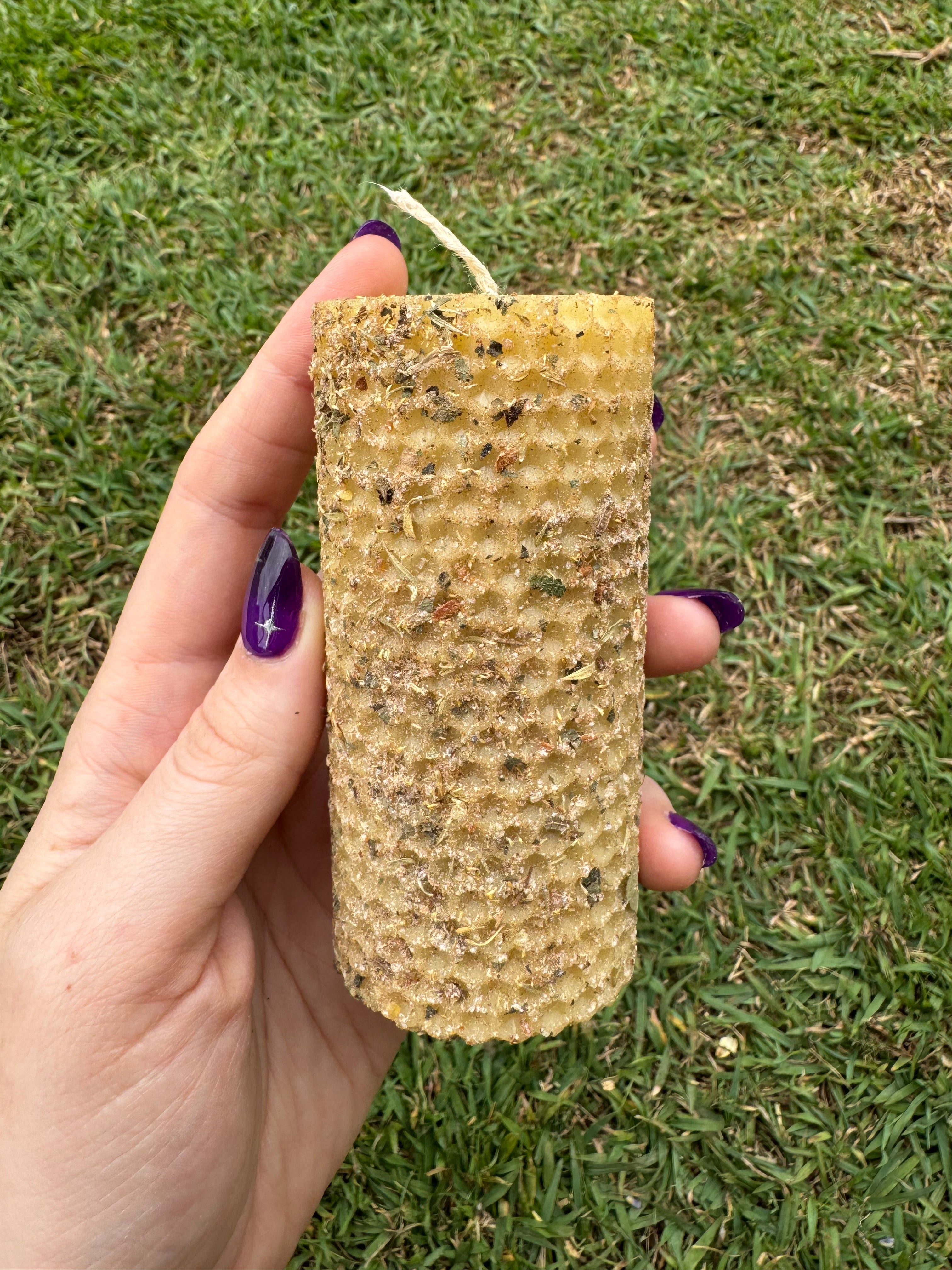 Handrolled Beeswax Intention Pillar Candle - Prosperity