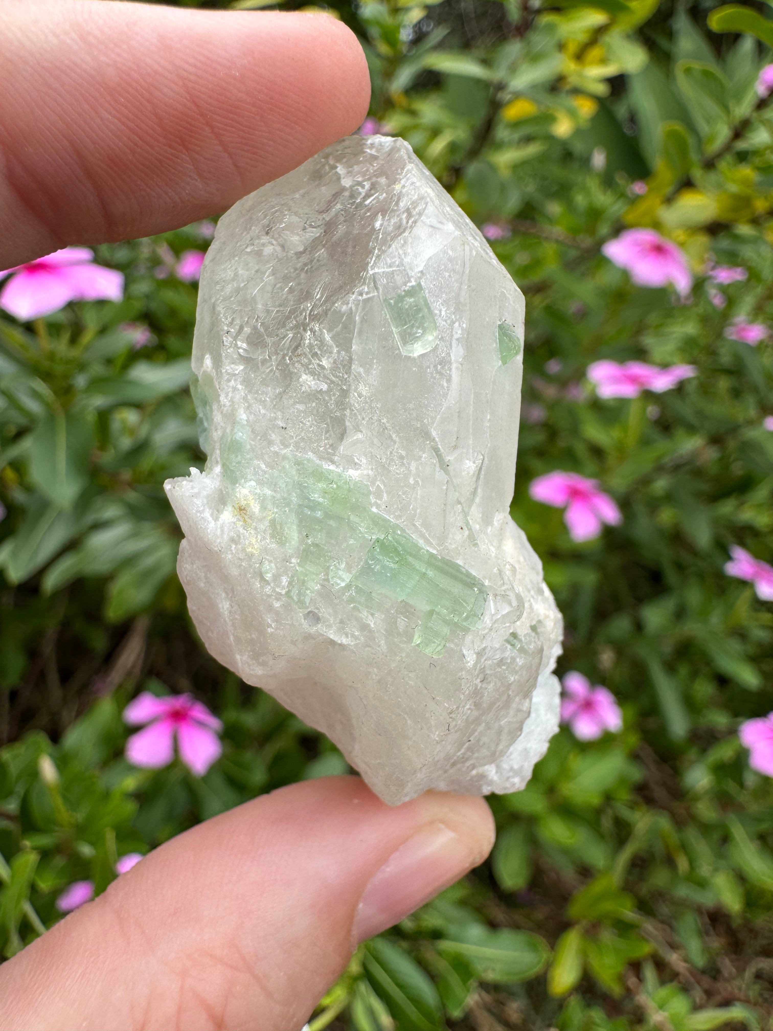 Green Tourmaline in Quartz Point - Pakistan