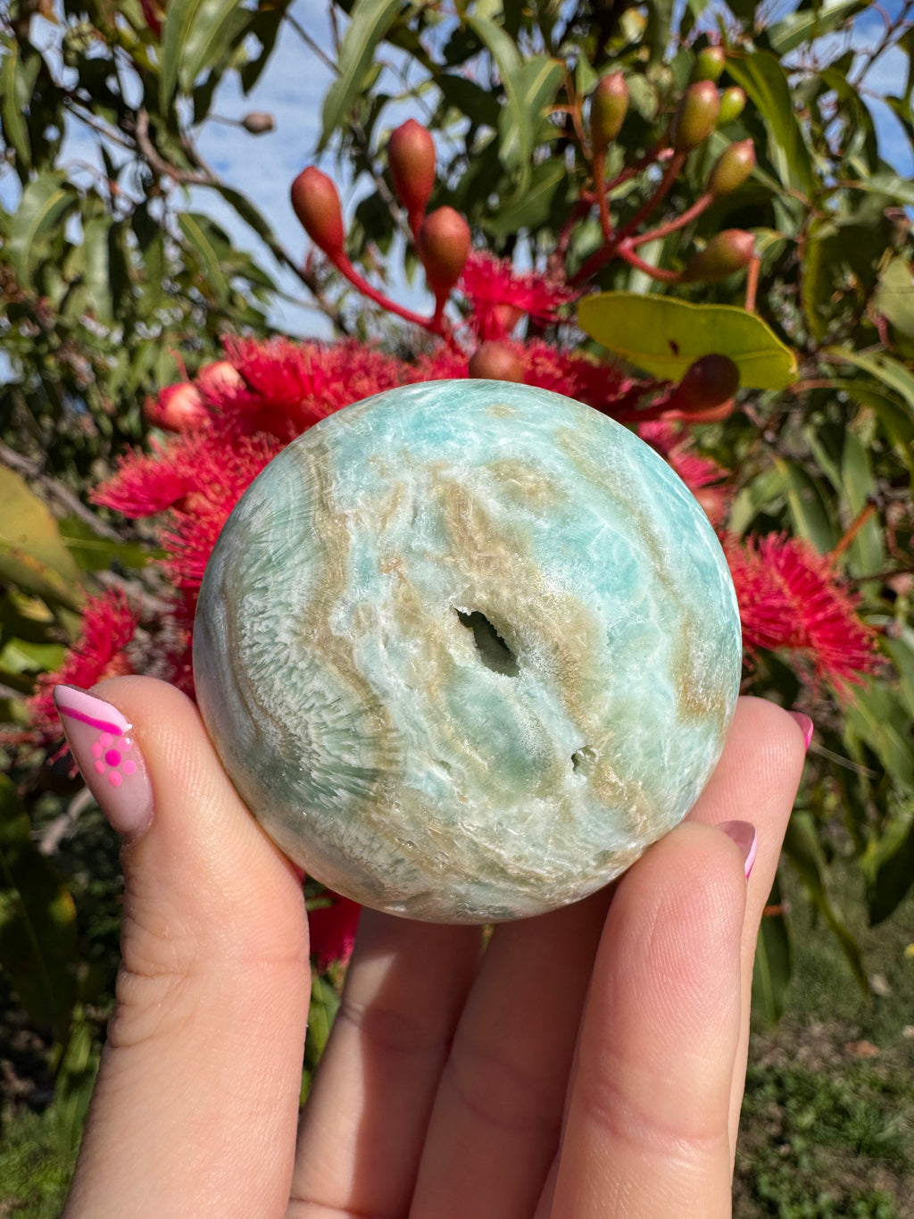 Blue Aragonite Sphere