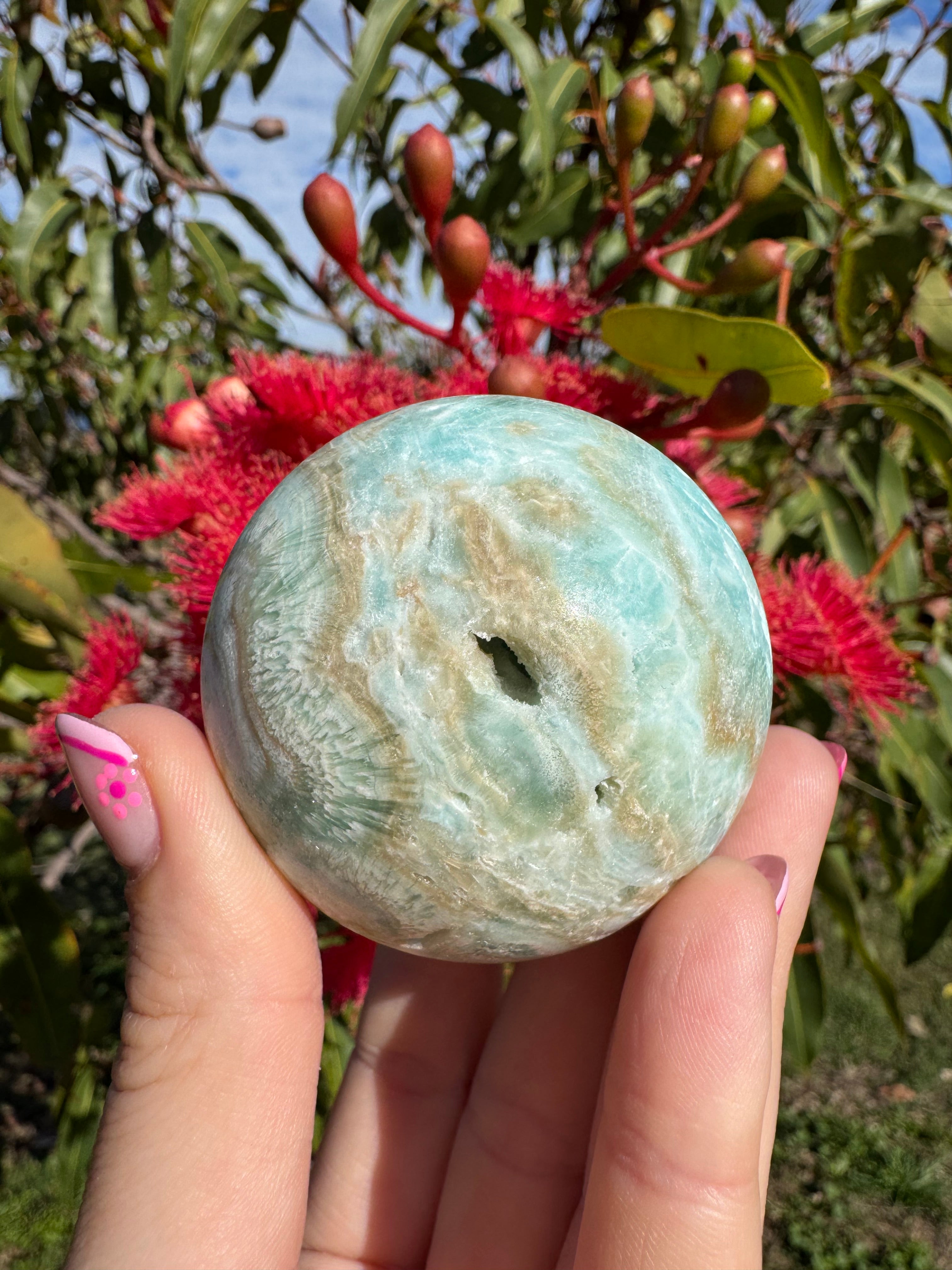 Blue Aragonite Sphere