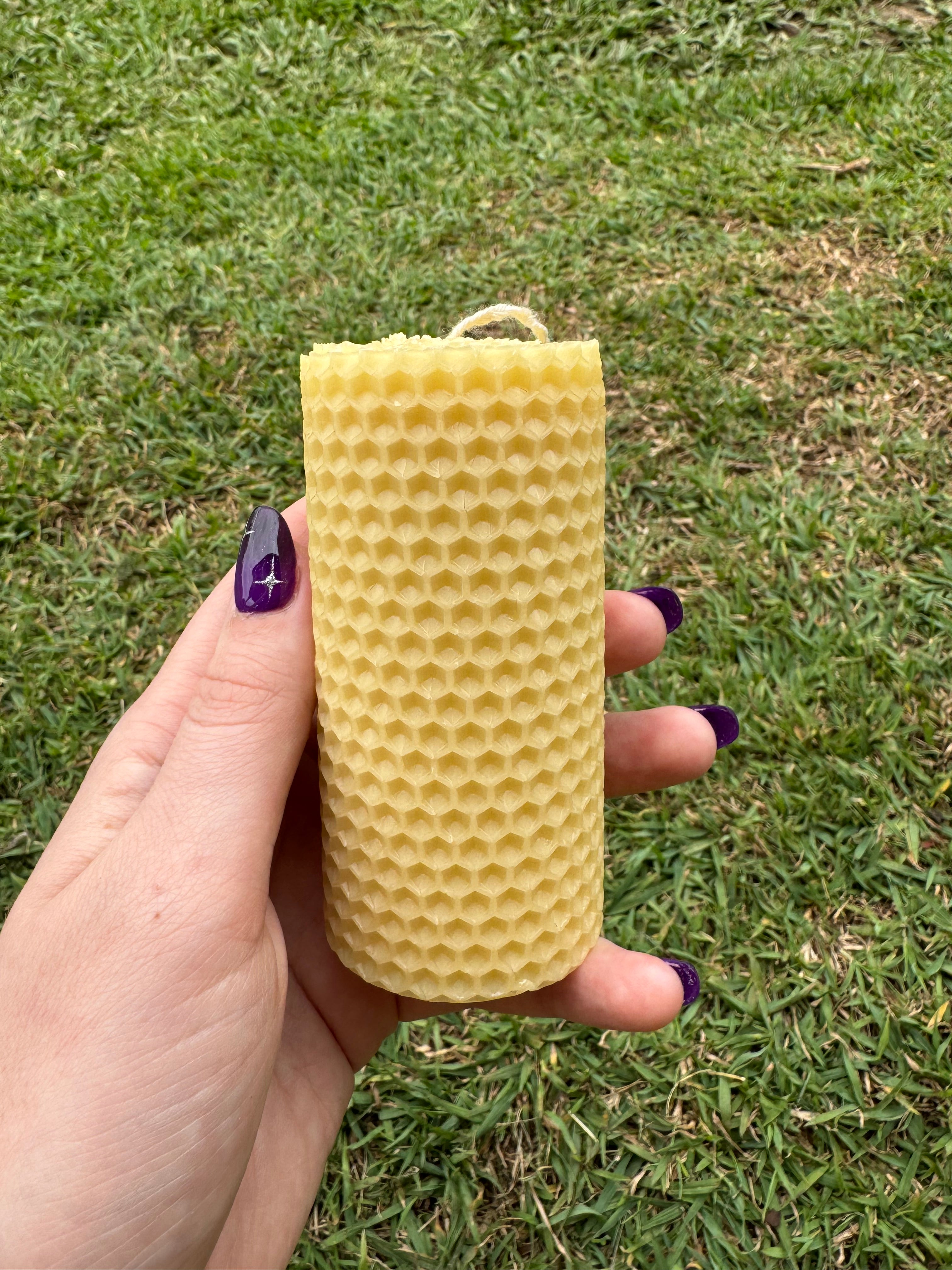 Handrolled Beeswax Intention Pillar Candle - Undressed