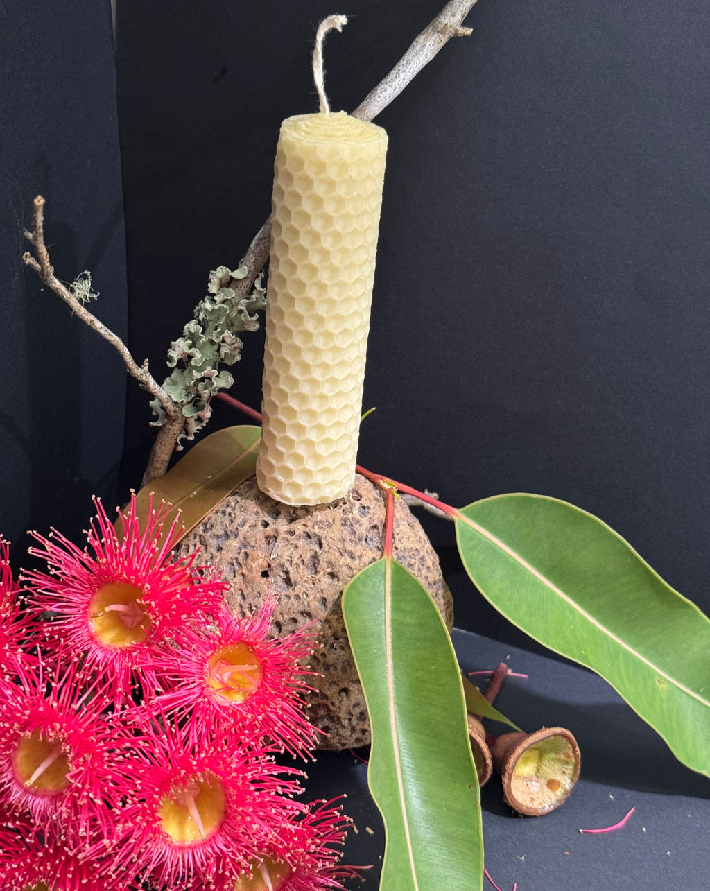 Handrolled Beeswax Intention Small Pillar Candle - Undressed
