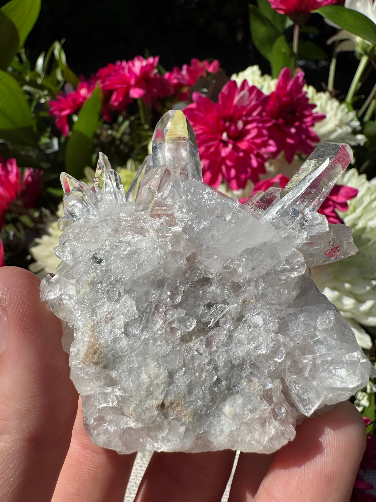 Himalayan Pink Lithium Quartz with Chlorite Inclusions Cluster