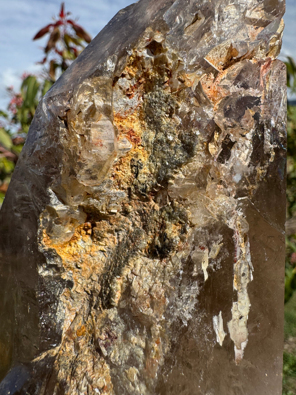 Rare Windowed Included Smoky Quartz Freeform - Triple Enhydro