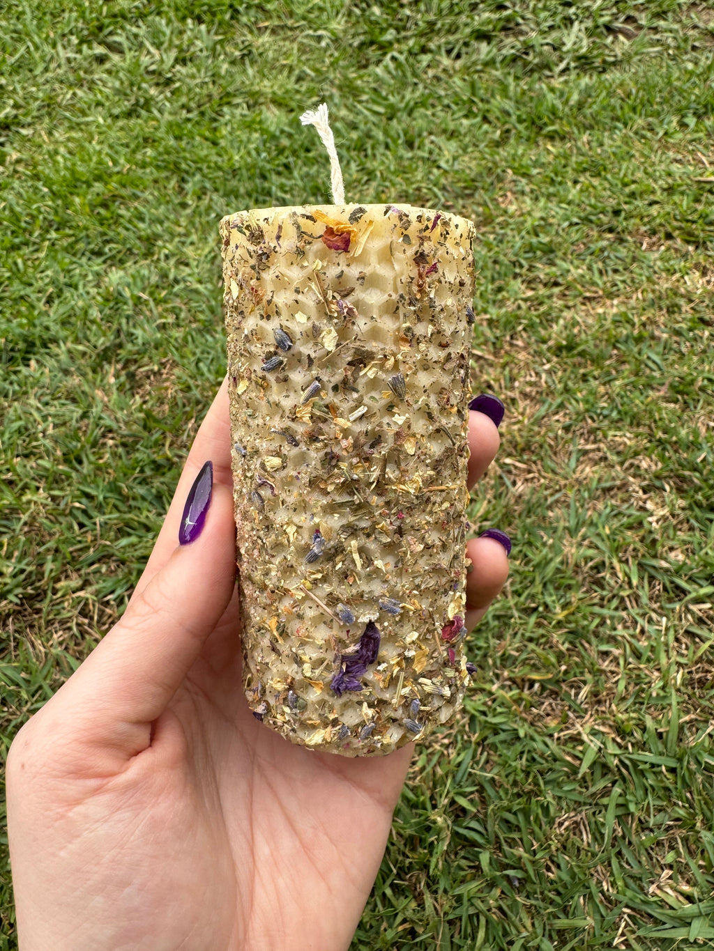 Handrolled Beeswax Intention Pillar Candle - Love