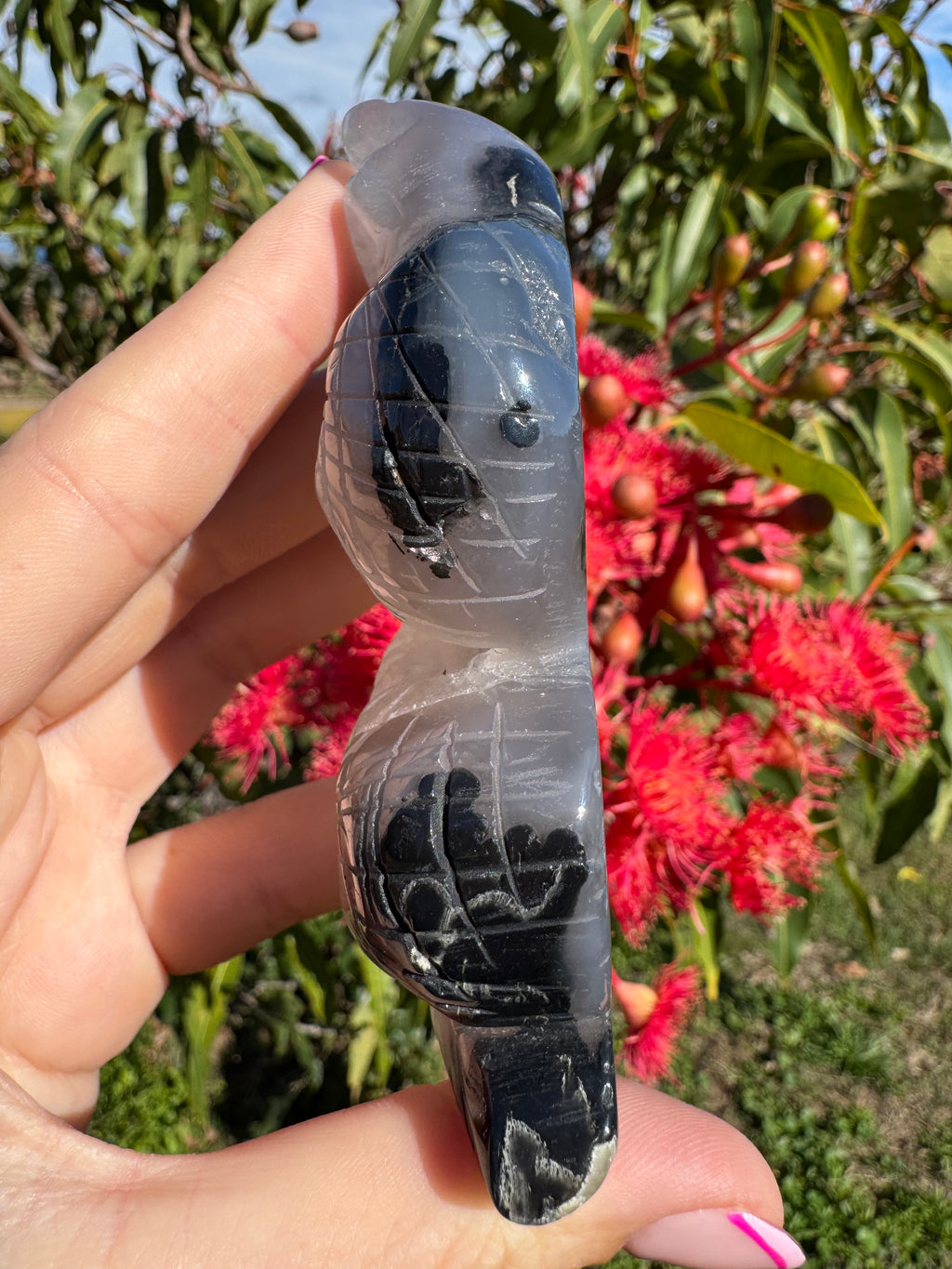 Volcanic Agate Snake Carving
