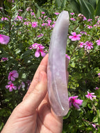 Purple Fluorite Crescent Moon on Metal Stand