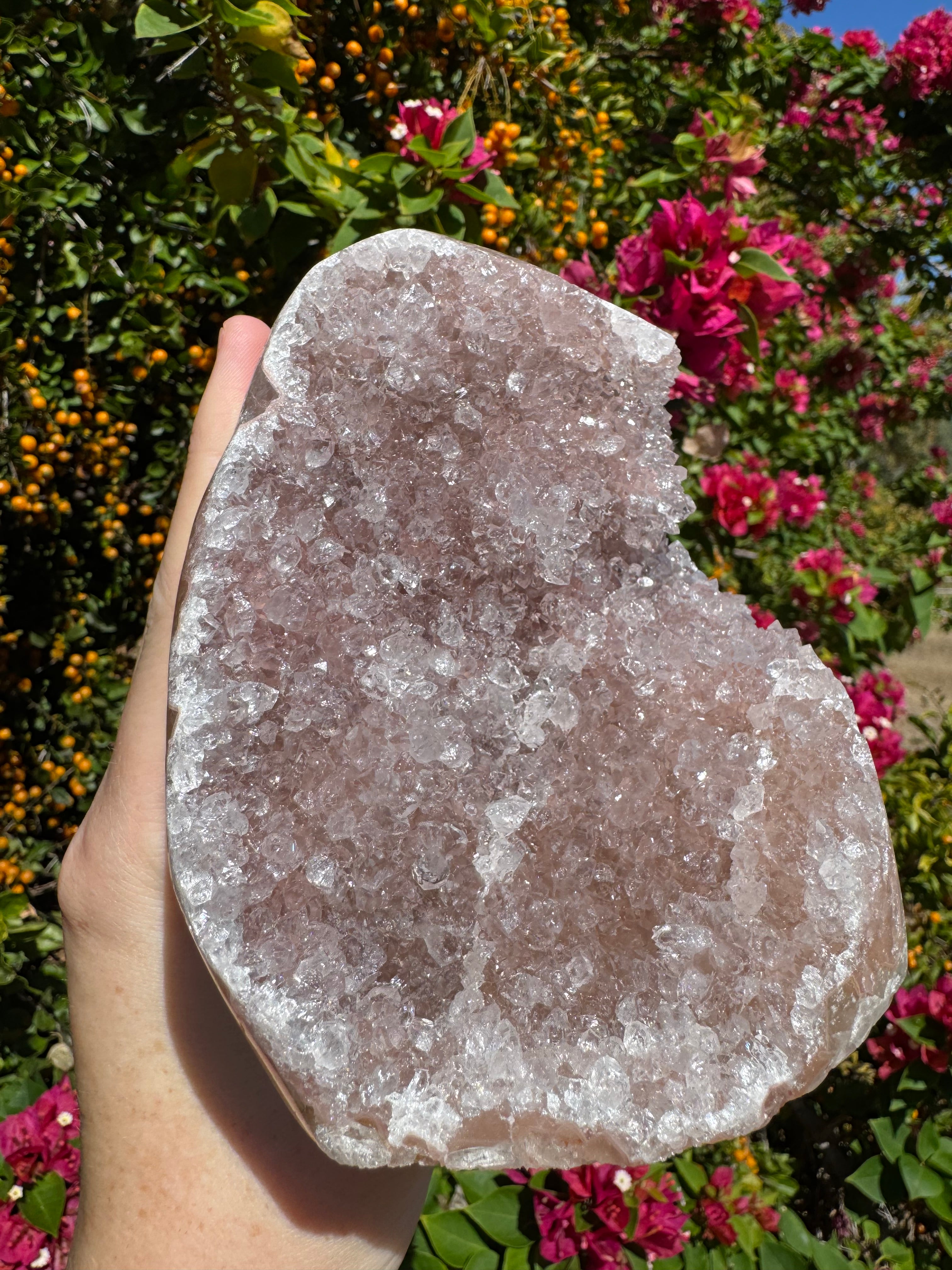 Pink Rainbow Amethyst Druzy Standing Geode – 1.229kg