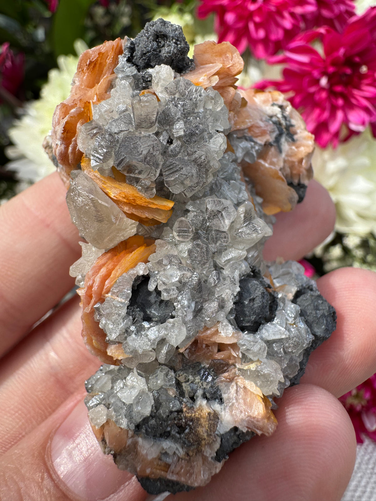 Calcite With Barite and Galena Specimen