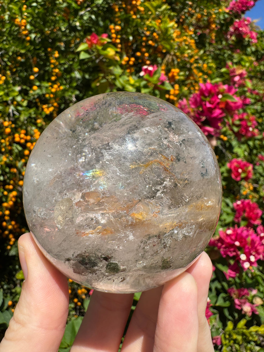 Enhydro Included Quartz Sphere - Moving + Stationary Bubbles
