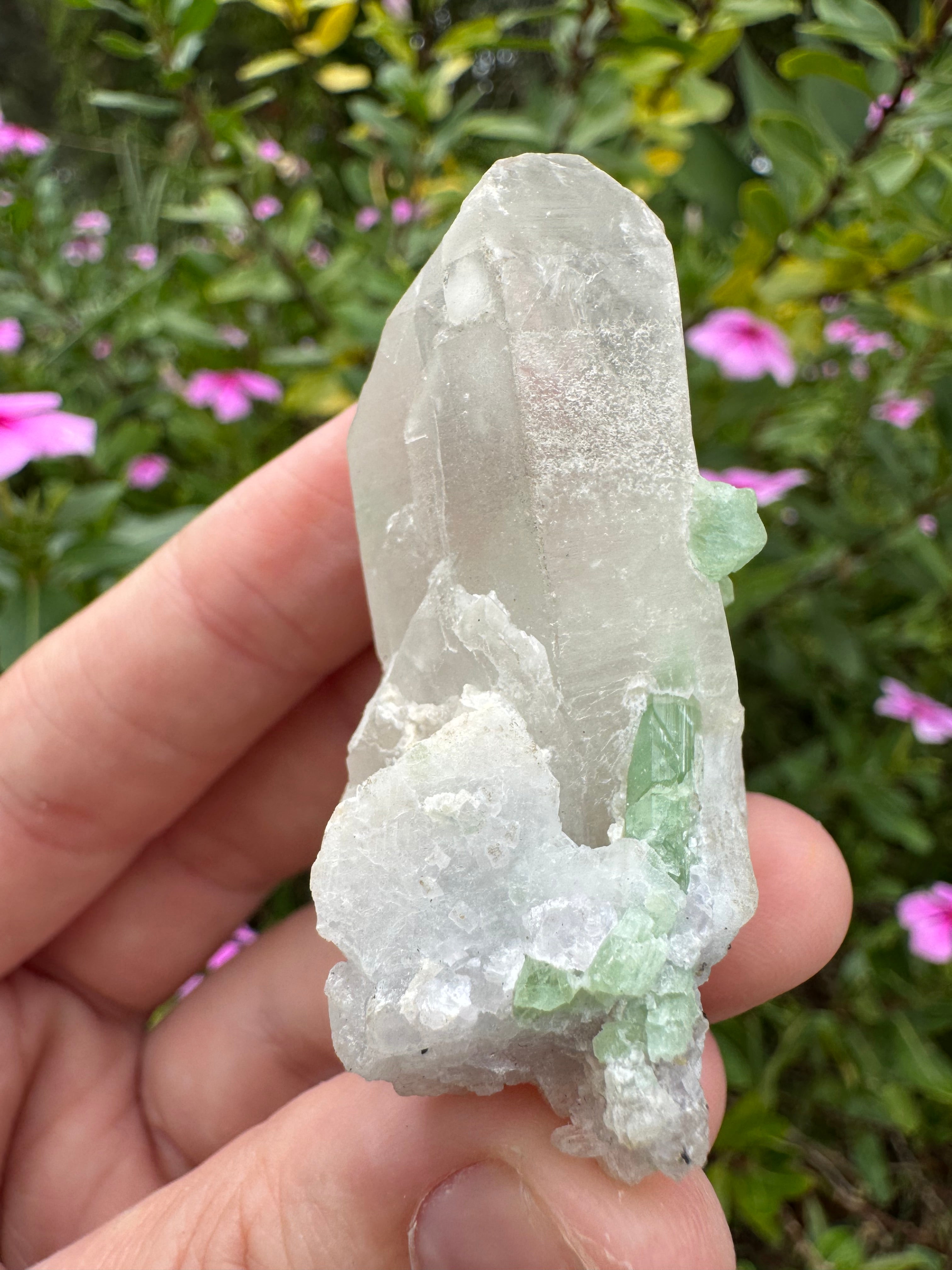 Green Tourmaline in Quartz Point - Pakistan