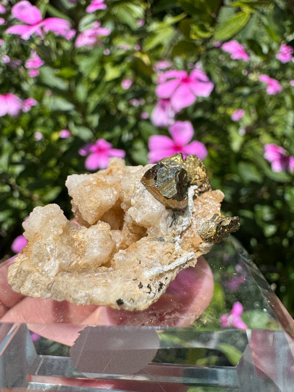 Iridescent Pyrite With Stilbite Cluster - A Grade