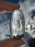 Premium Garden Quartz Deer Scene Carving – Collector Display Piece